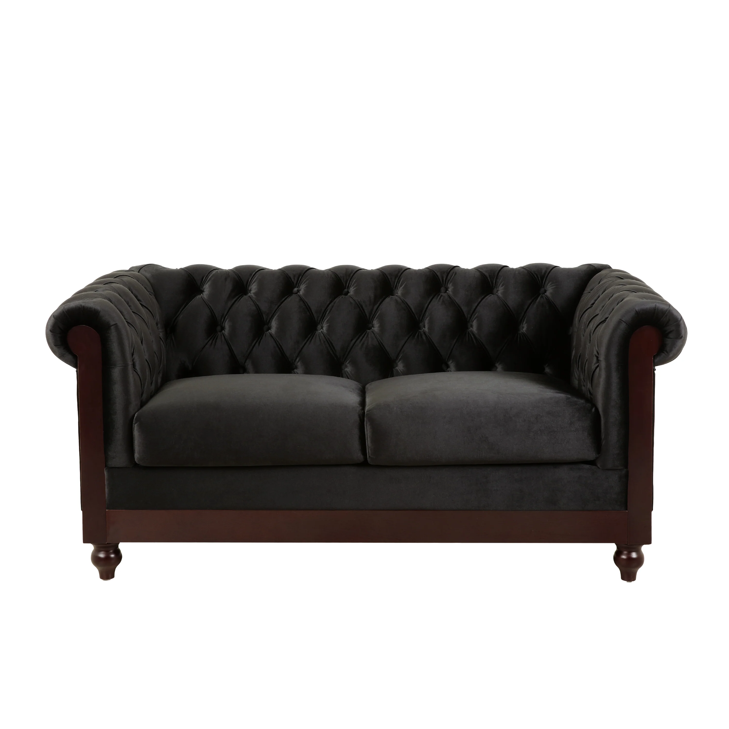 Velvet Rolled Arm Chesterfield Loveseat - Image 8
