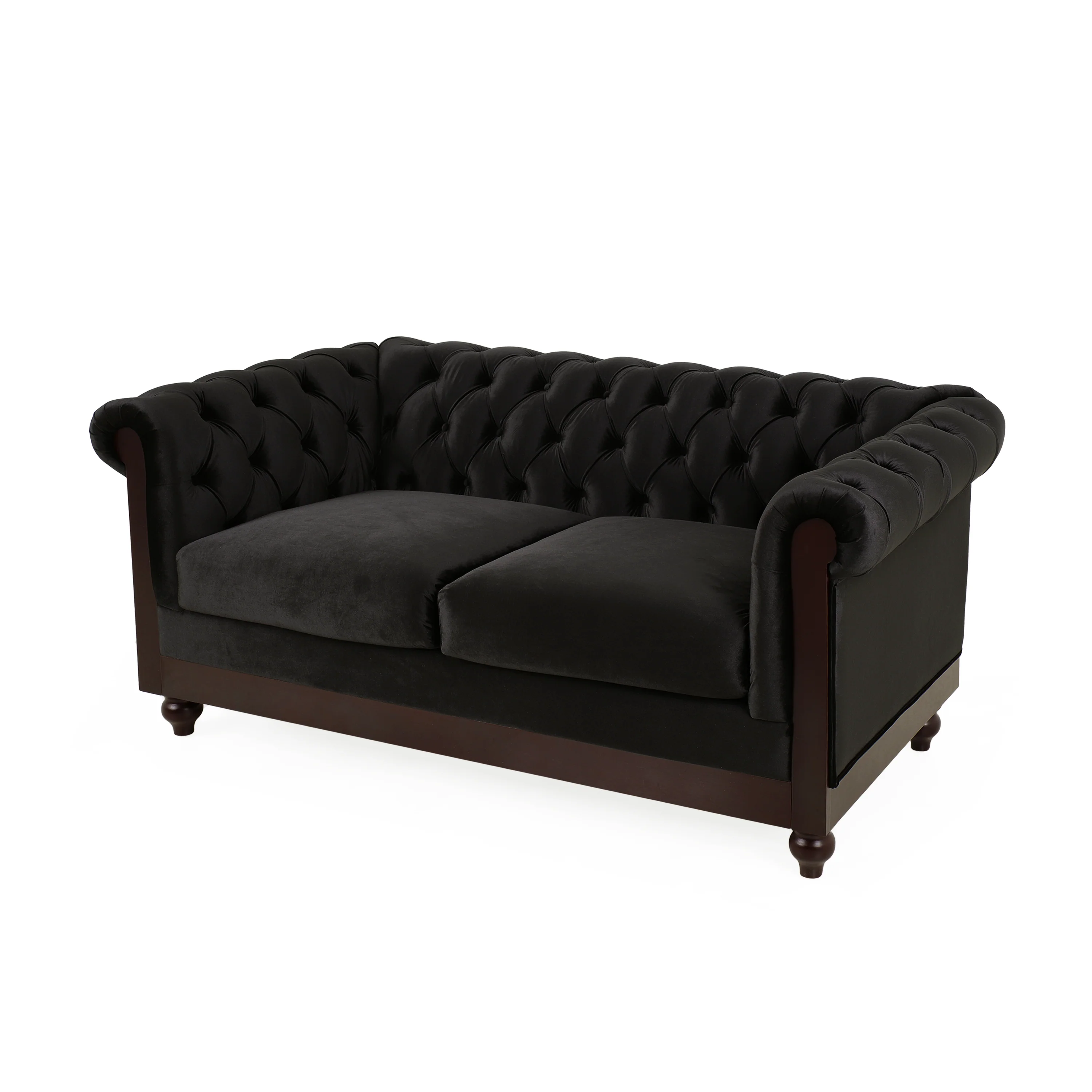 Velvet Rolled Arm Chesterfield Loveseat - Image 9