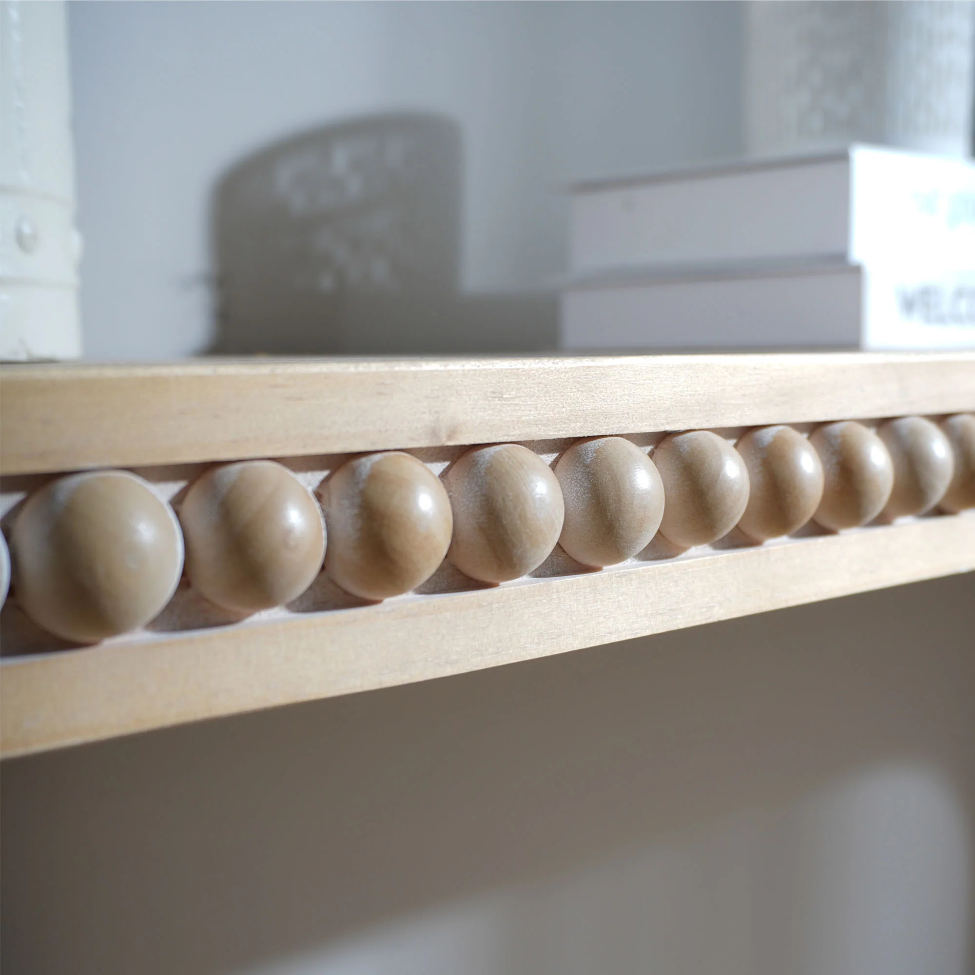 Curved Waterfall-Style Wood Beaded Console Table - Image 10