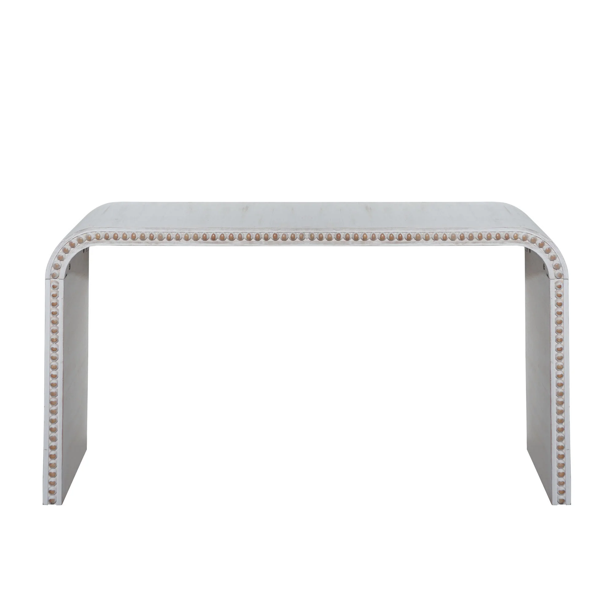 Curved Waterfall-Style Wood Beaded Console Table - Image 17