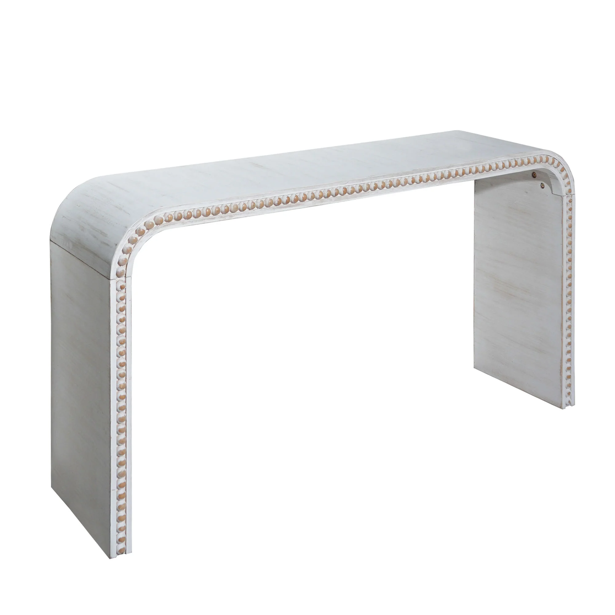Curved Waterfall-Style Wood Beaded Console Table - Image 18