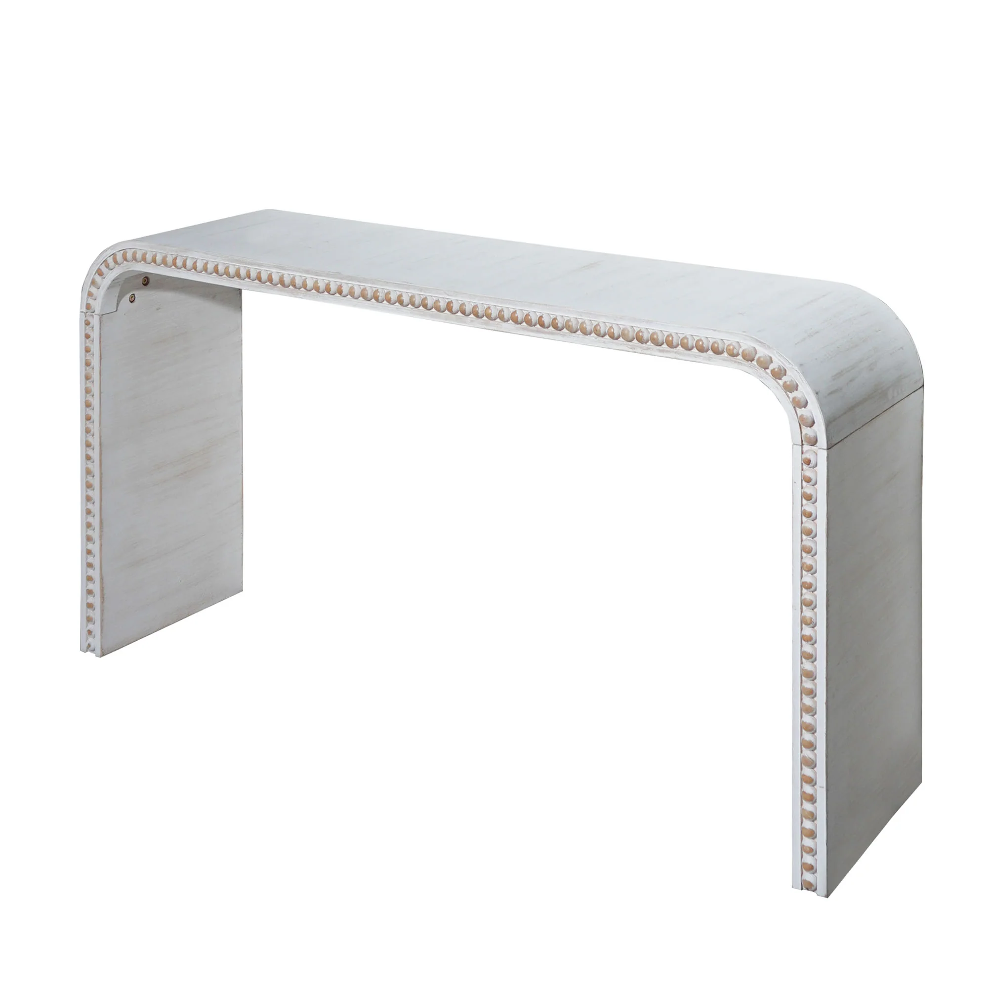 Curved Waterfall-Style Wood Beaded Console Table - Image 19