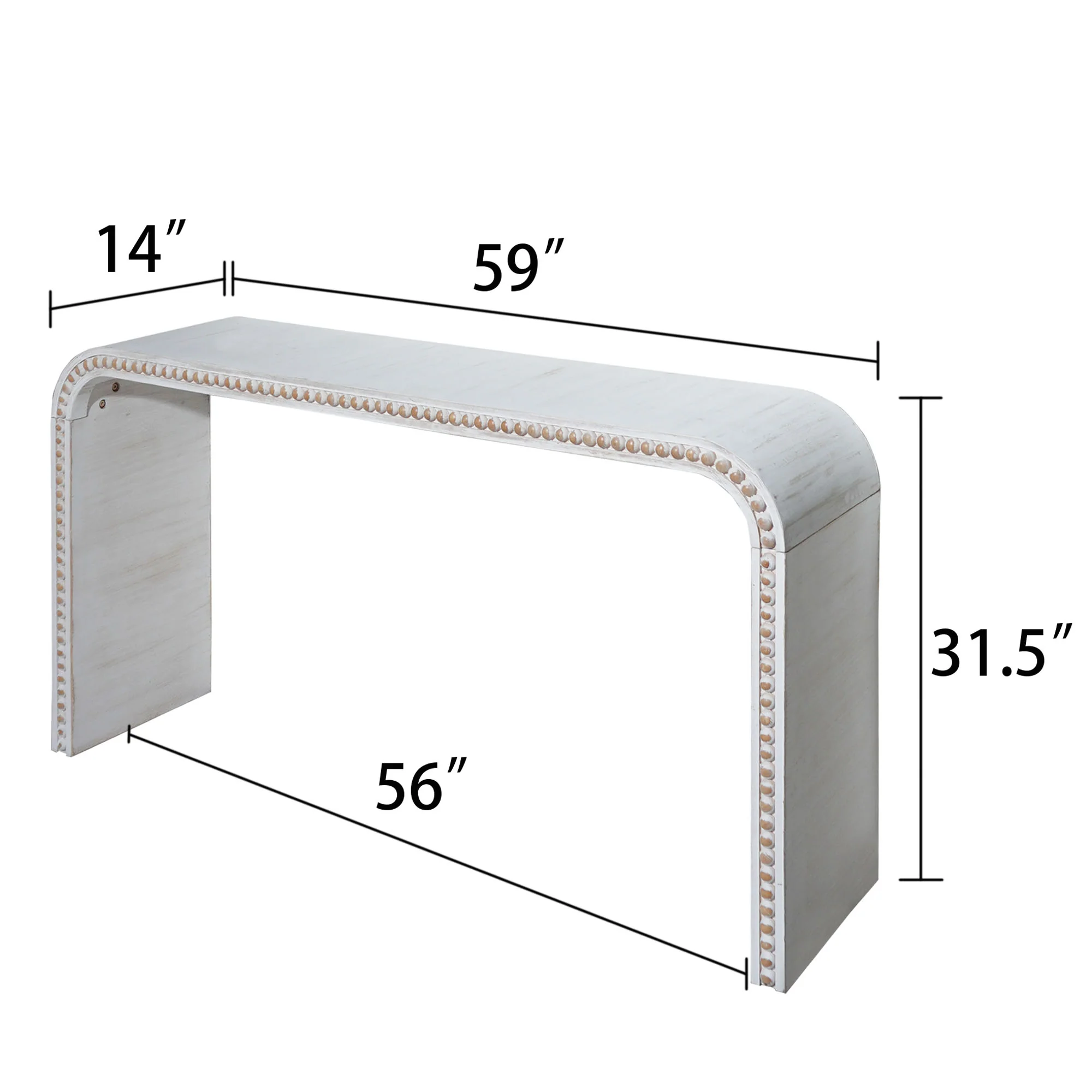 Curved Waterfall-Style Wood Beaded Console Table - Image 20