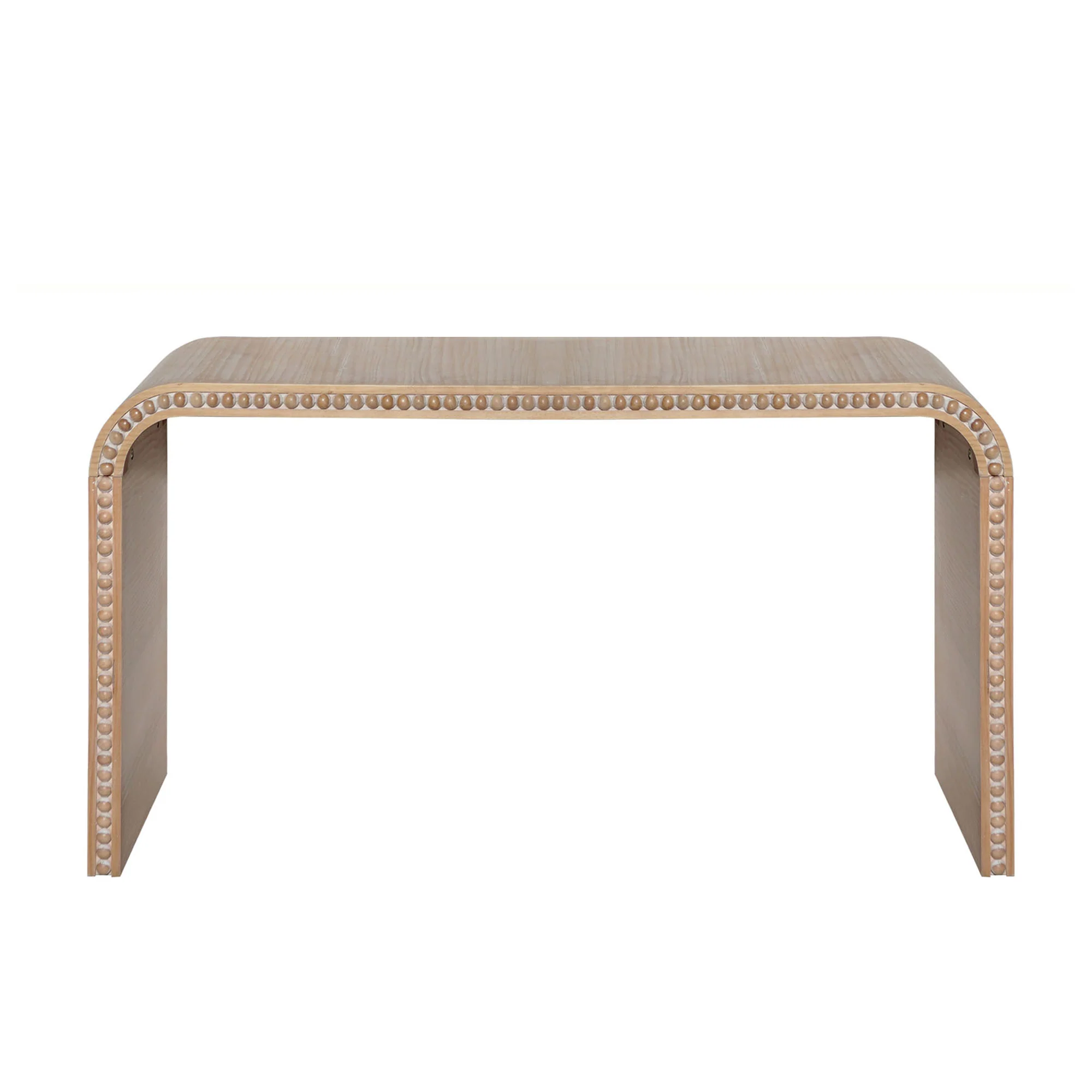 Curved Waterfall-Style Wood Beaded Console Table - Image 3