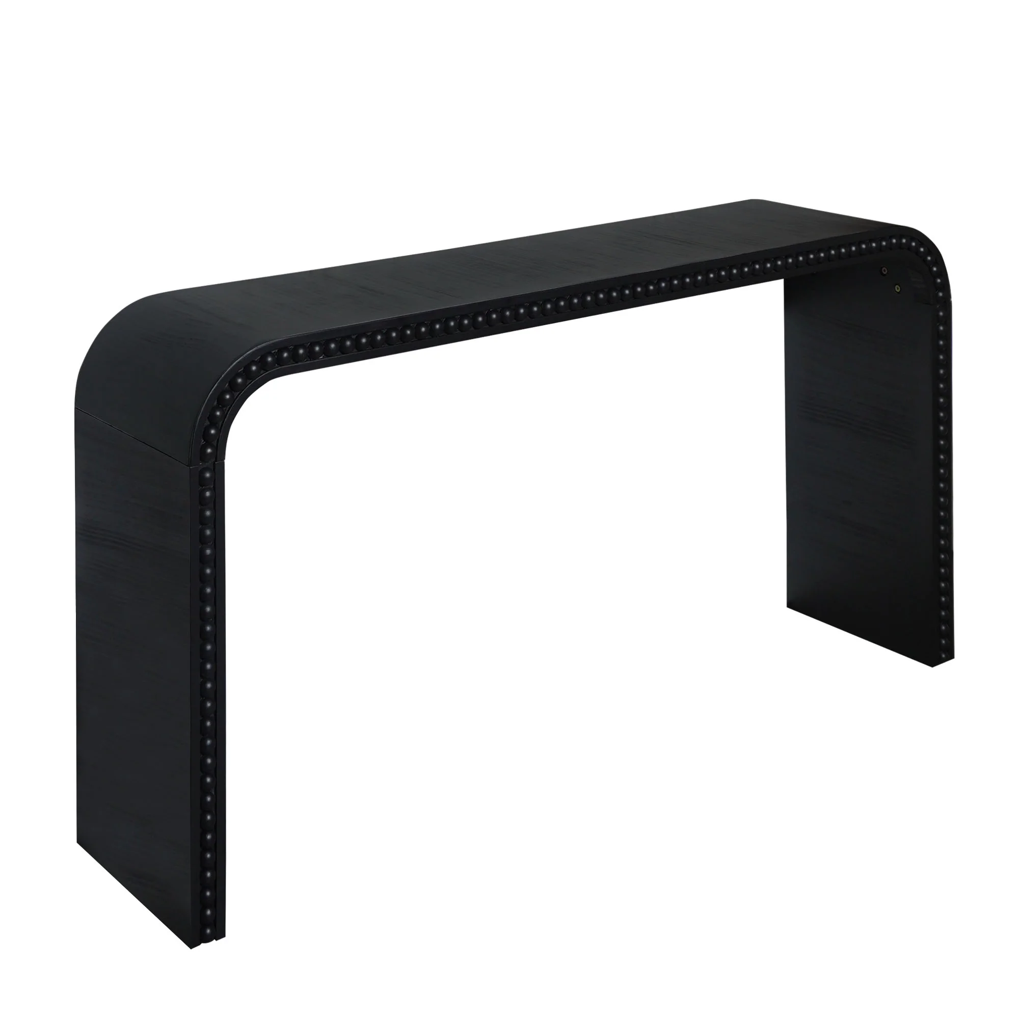 Curved Waterfall-Style Wood Beaded Console Table - Image 30