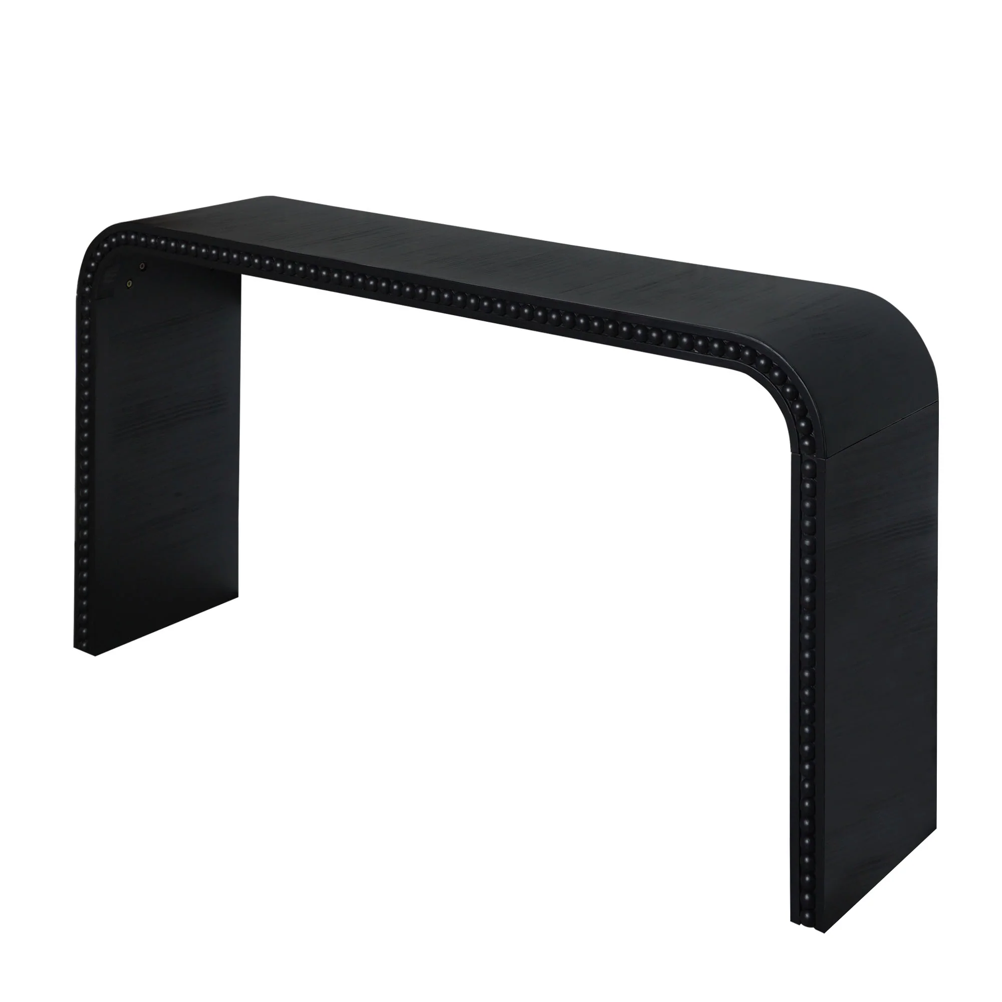 Curved Waterfall-Style Wood Beaded Console Table - Image 31