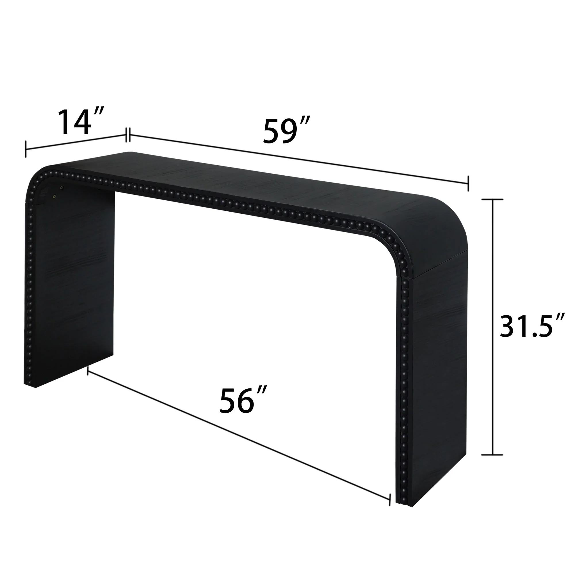 Curved Waterfall-Style Wood Beaded Console Table - Image 32