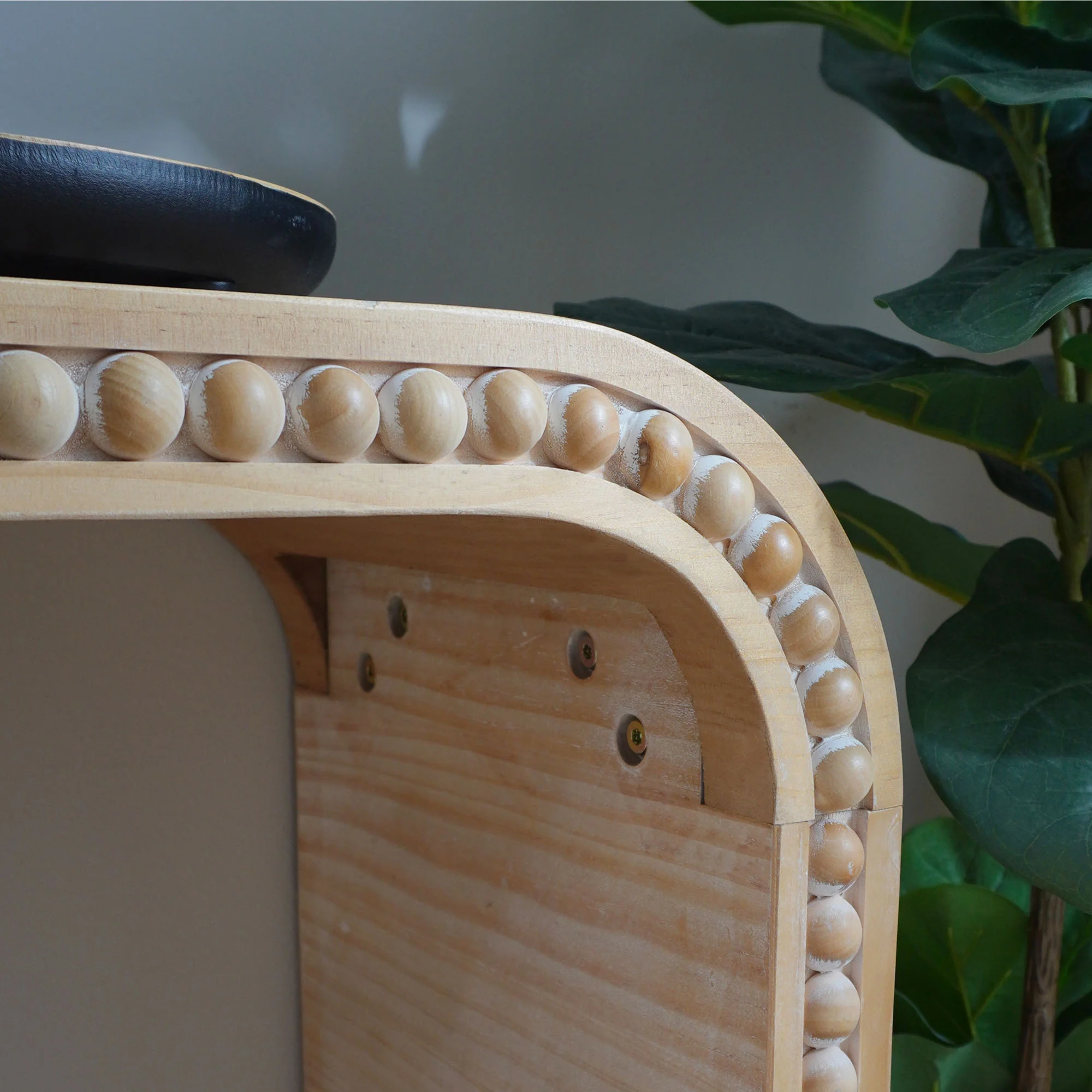 Curved Waterfall-Style Wood Beaded Console Table - Image 4