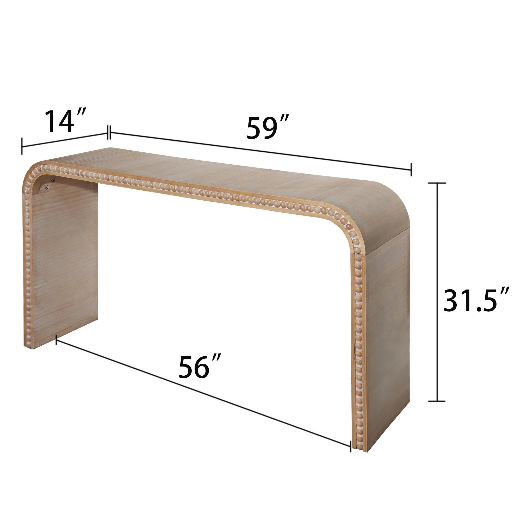 Curved Waterfall-Style Wood Beaded Console Table - Image 6