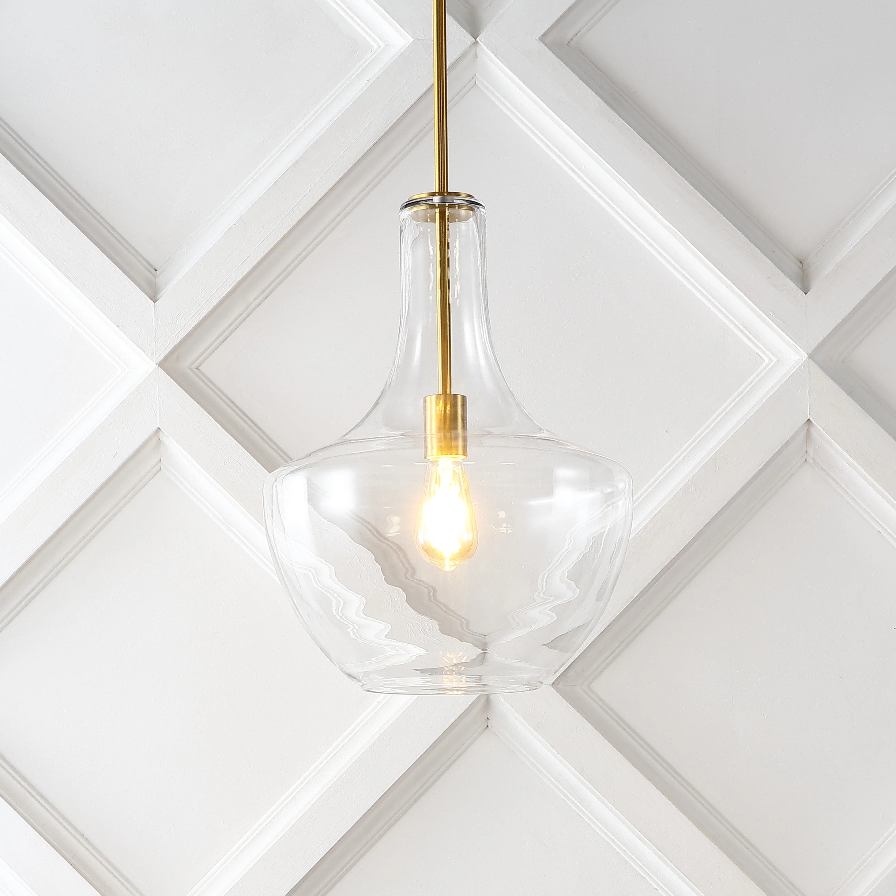 Watts 1-Light Mid-Century Modern Iron/Glass LED Pendant - Image 11