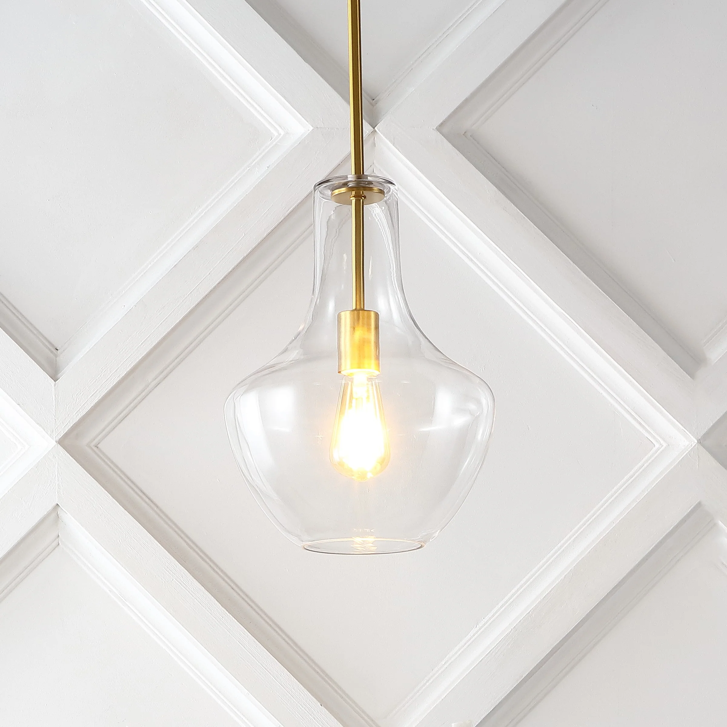 Watts 1-Light Mid-Century Modern Iron/Glass LED Pendant - Image 3
