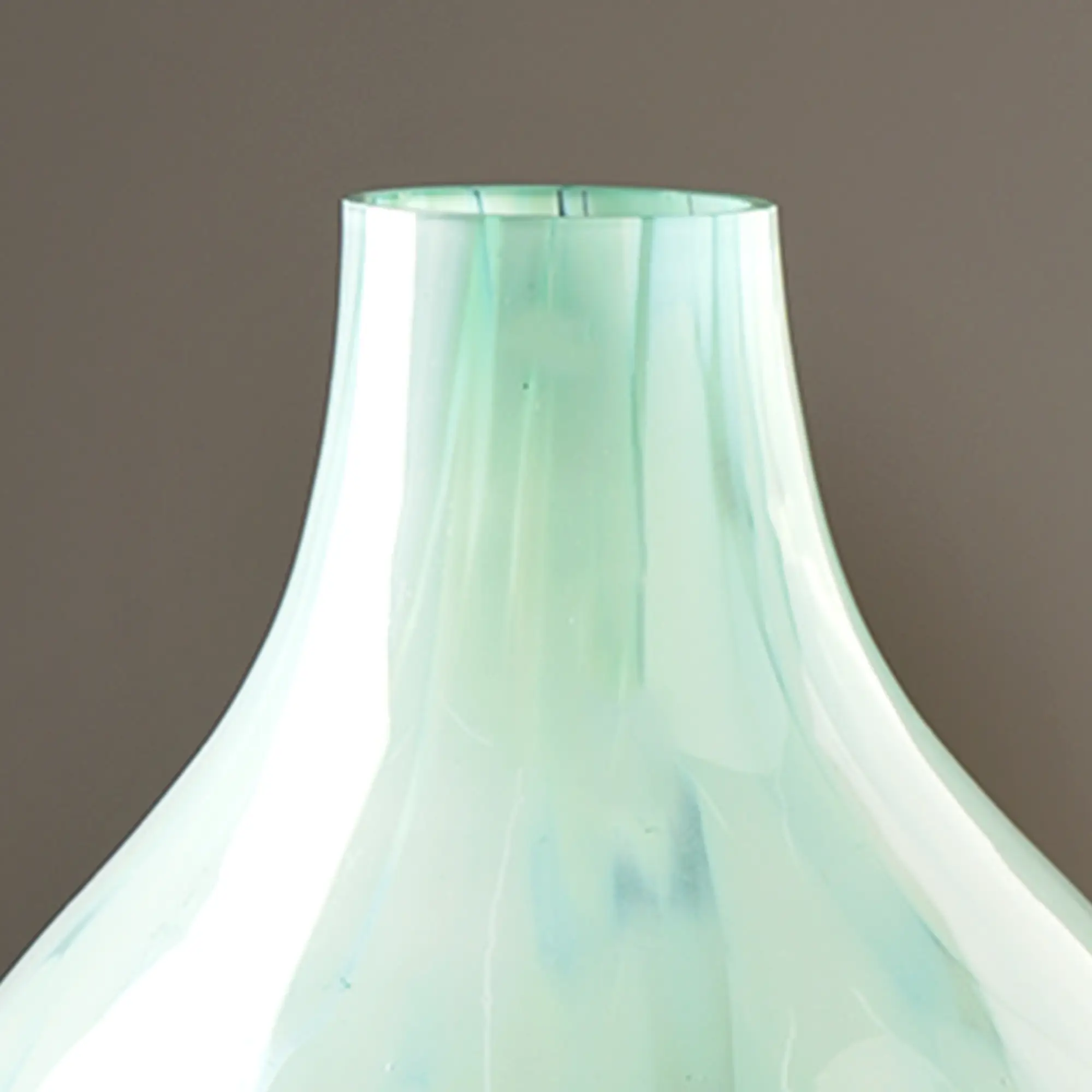 White Splutter Green Glass Rounded Vase - Image 4