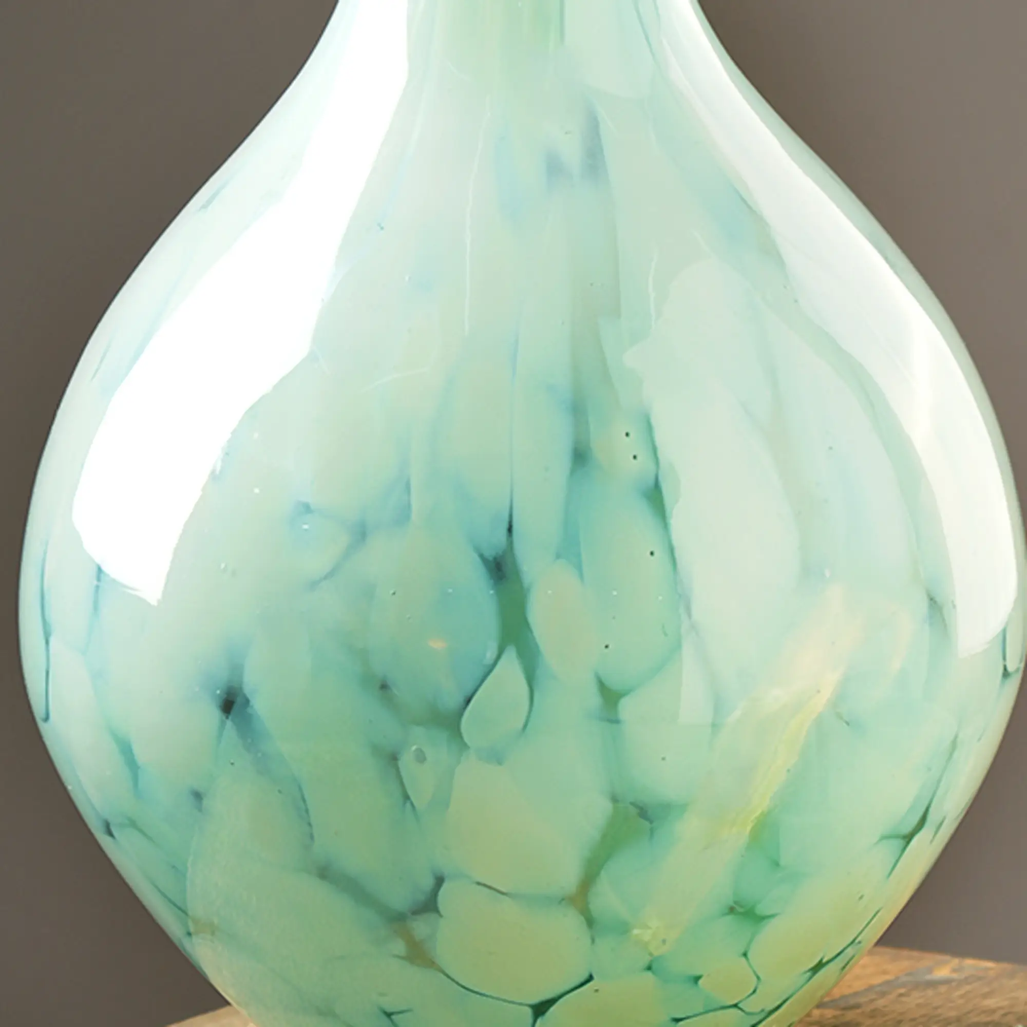 White Splutter Green Glass Rounded Vase - Image 5