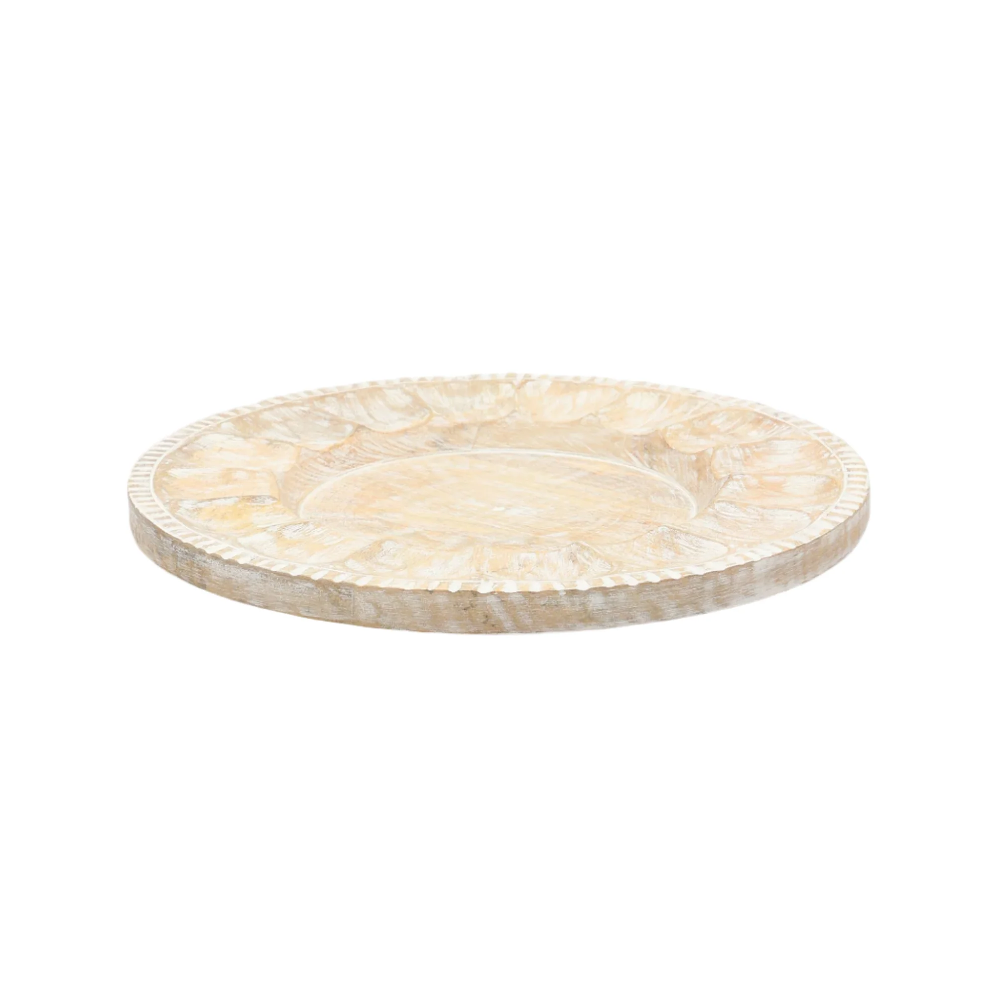 Whitewashed Petal Handcrafted 13" Wood Charger Plate - Image 6