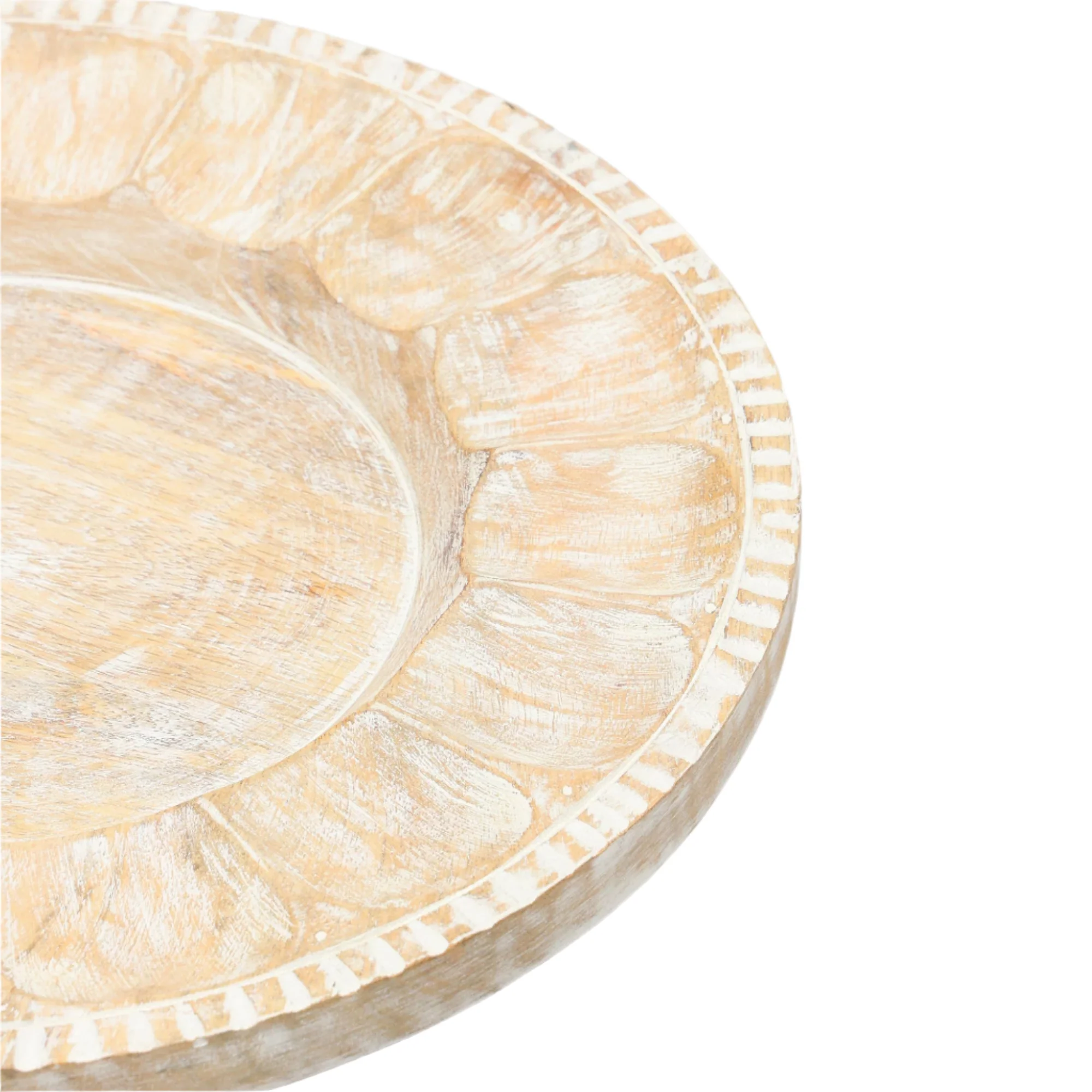 Whitewashed Petal Handcrafted 13" Wood Charger Plate - Image 7