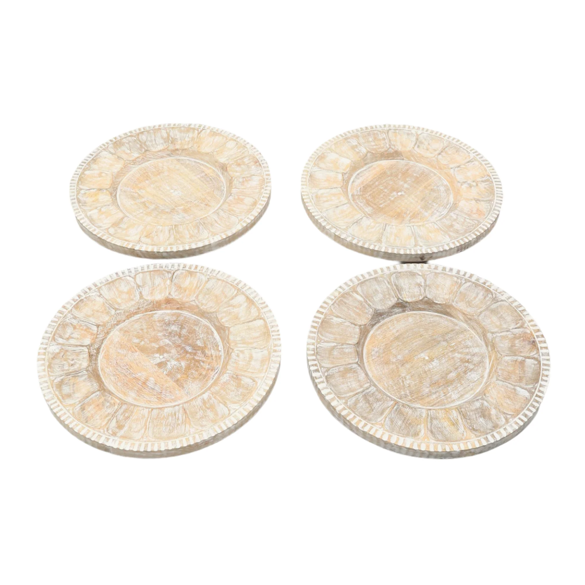 Whitewashed Petal Handcrafted 13" Wood Charger Plate - Image 8