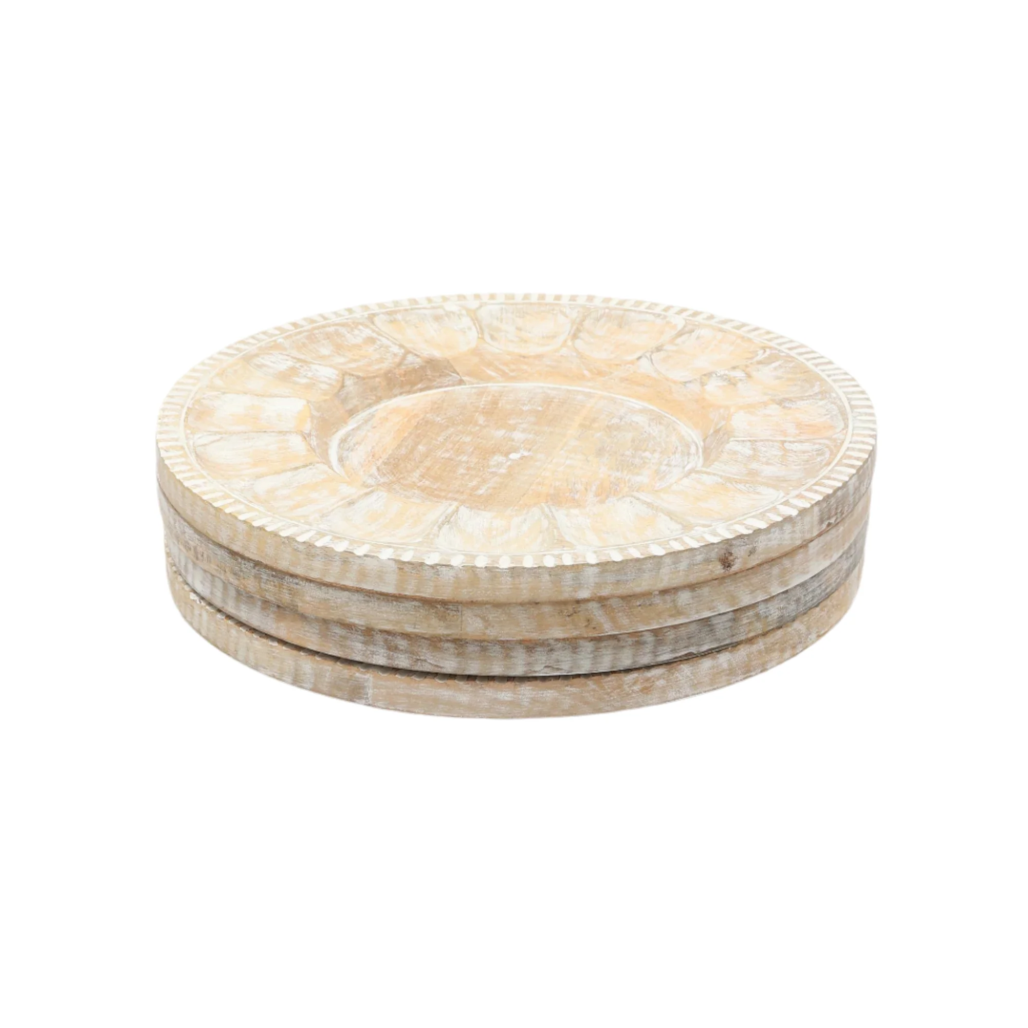 Whitewashed Petal Handcrafted 13" Wood Charger Plate - Image 9
