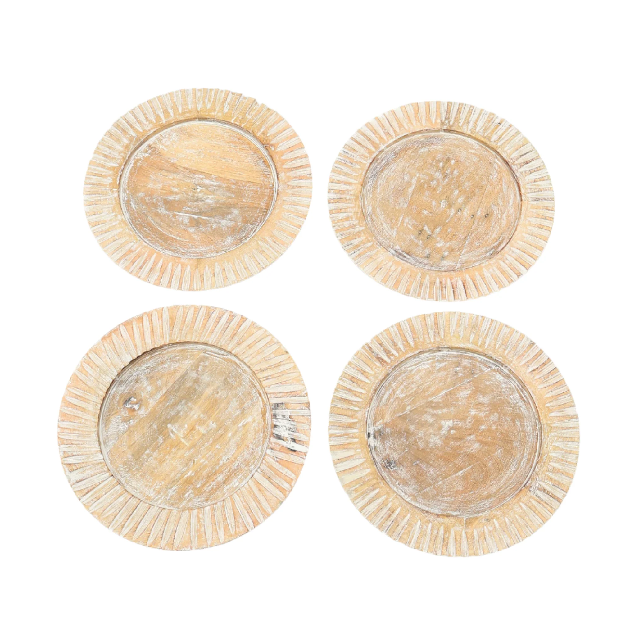 Whitewashed Sunray Handcrafted 13" Wood Charger Plate - Image 5