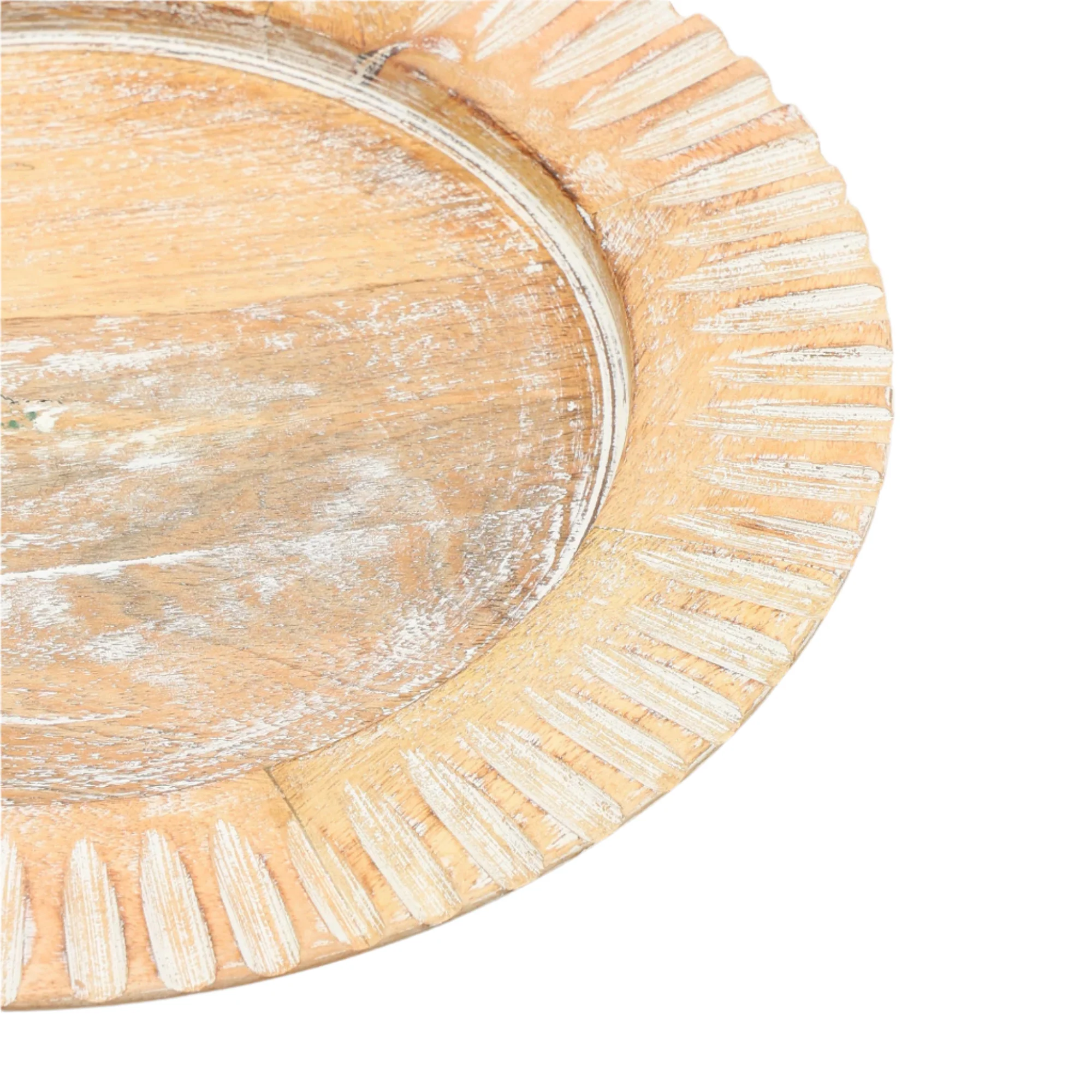 Whitewashed Sunray Handcrafted 13" Wood Charger Plate - Image 6
