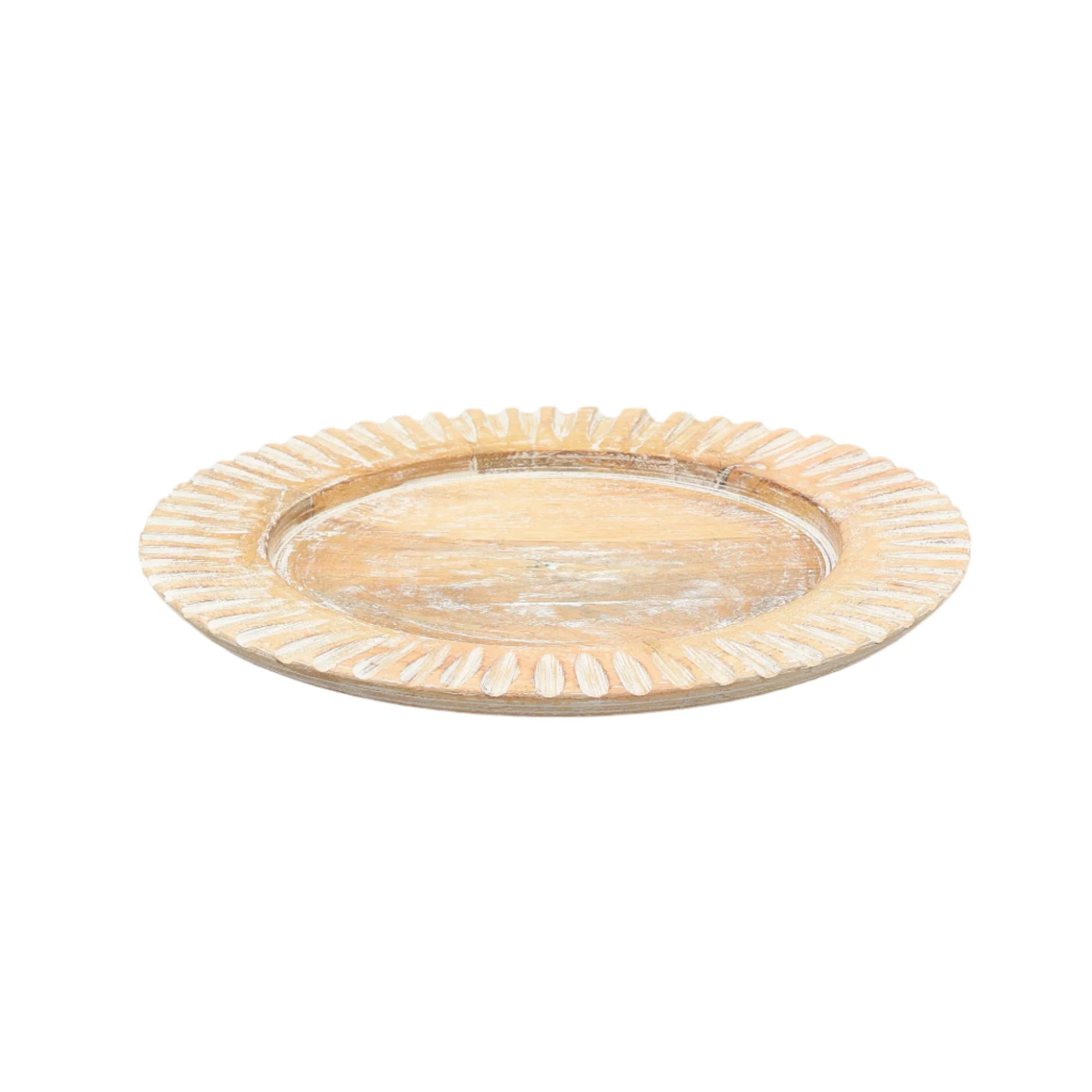 Whitewashed Sunray Handcrafted 13" Wood Charger Plate - Image 7