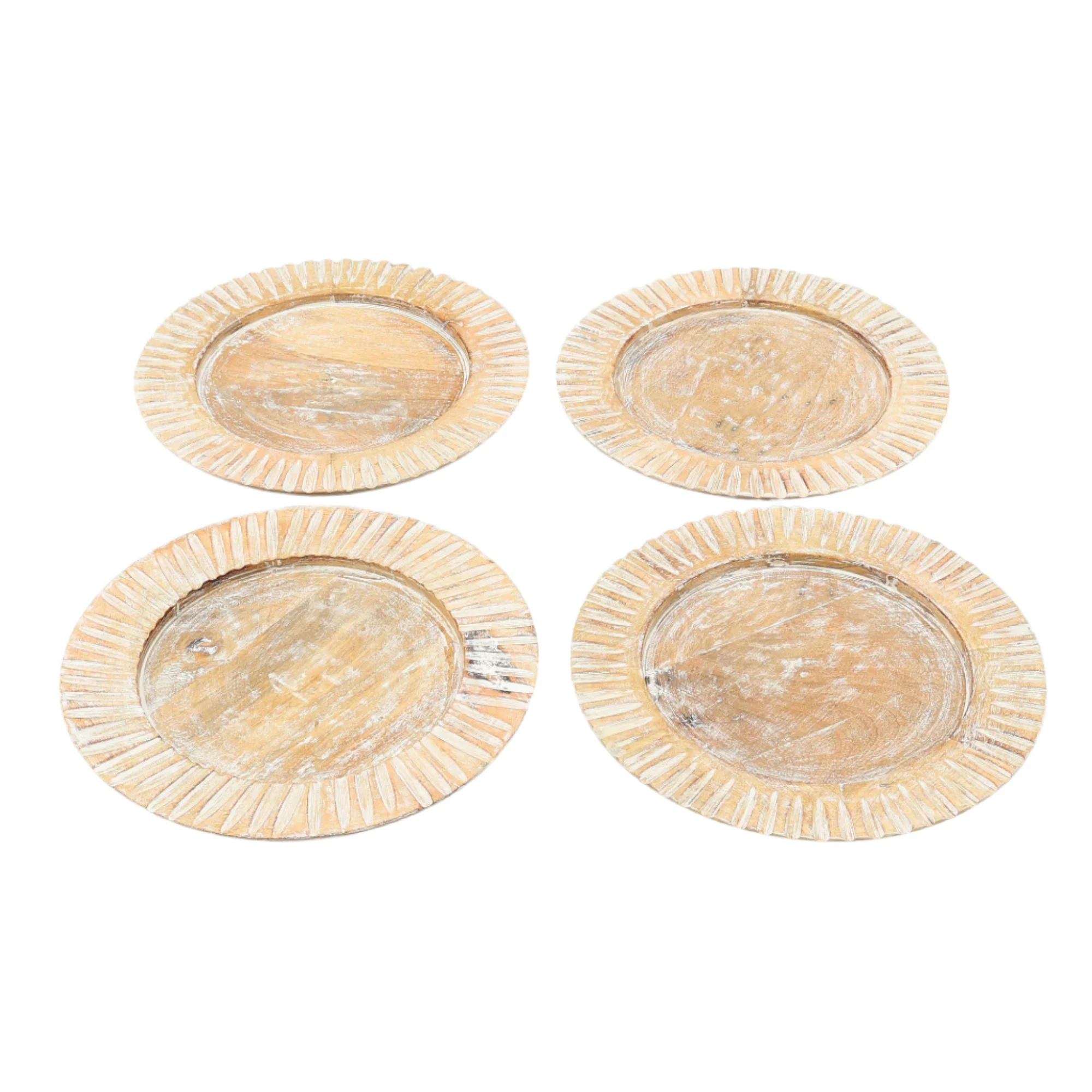 Whitewashed Sunray Handcrafted 13" Wood Charger Plate - Image 8
