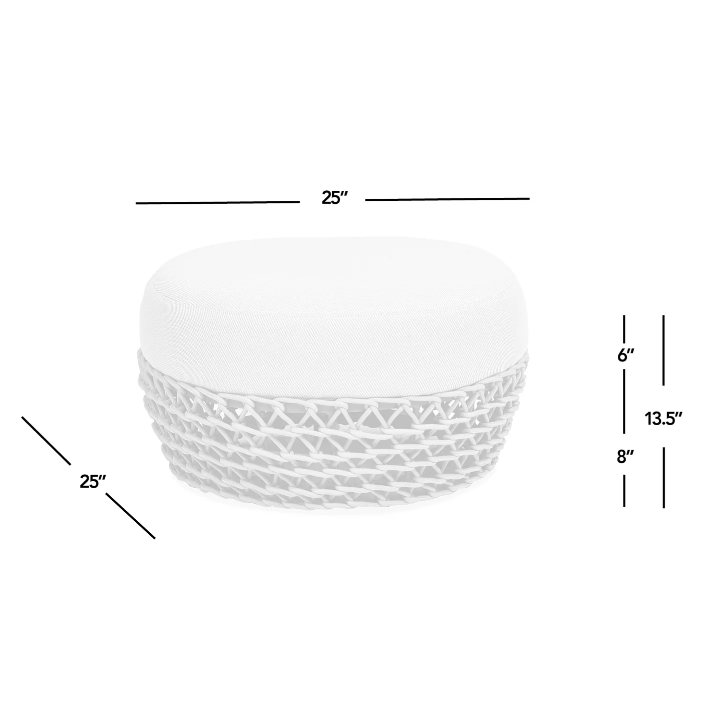 Willow Round Wicker & Upholstered Patio Ottoman - Image 10
