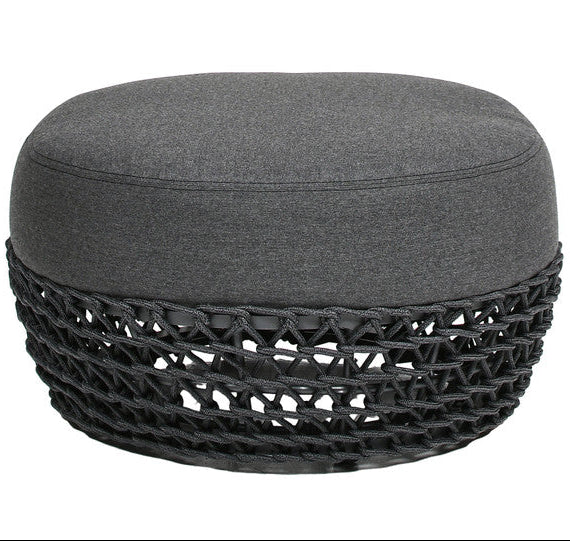 Willow Round Wicker & Upholstered Patio Ottoman - Image 11