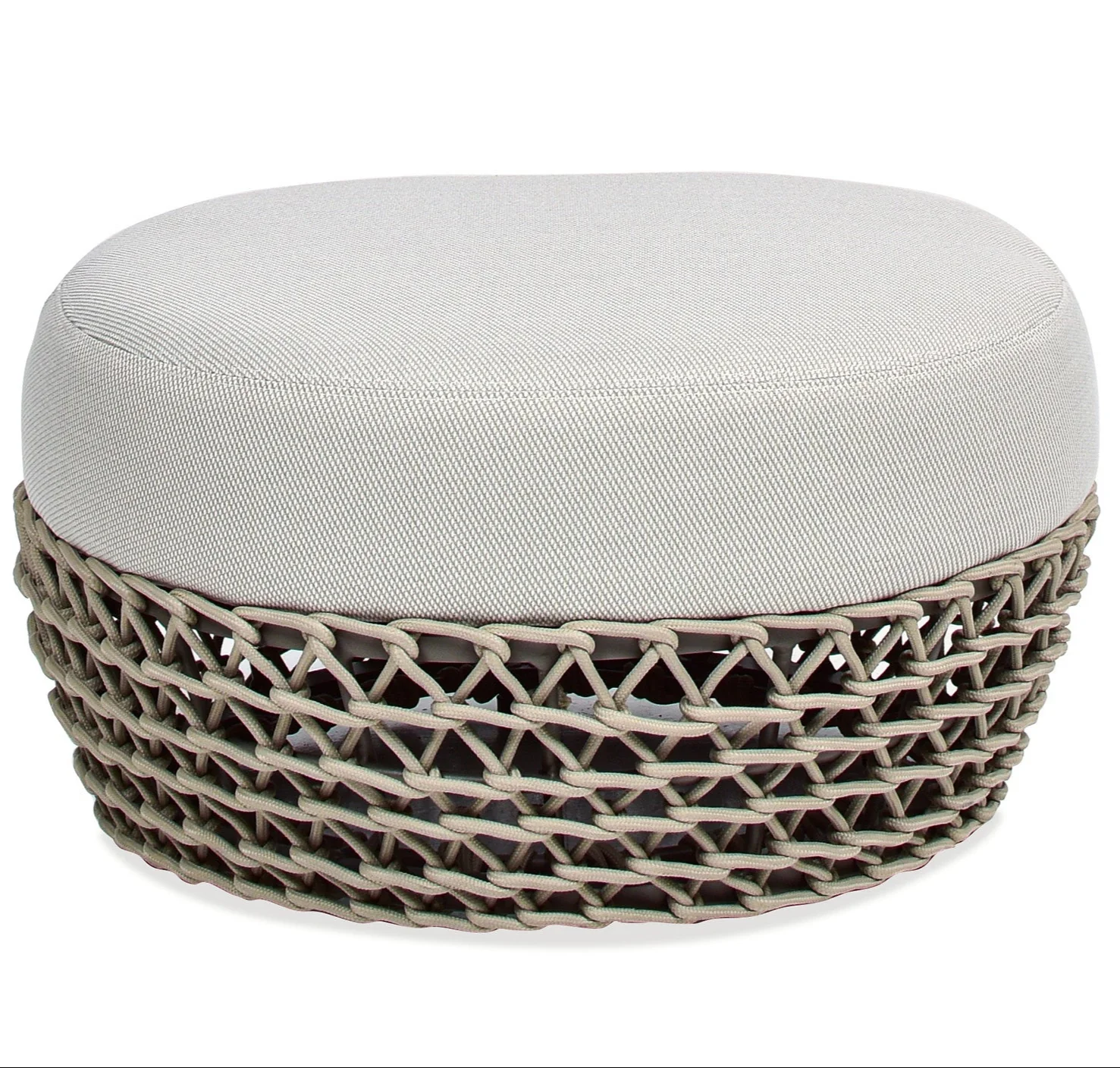 Willow Round Wicker & Upholstered Patio Ottoman - Image 14