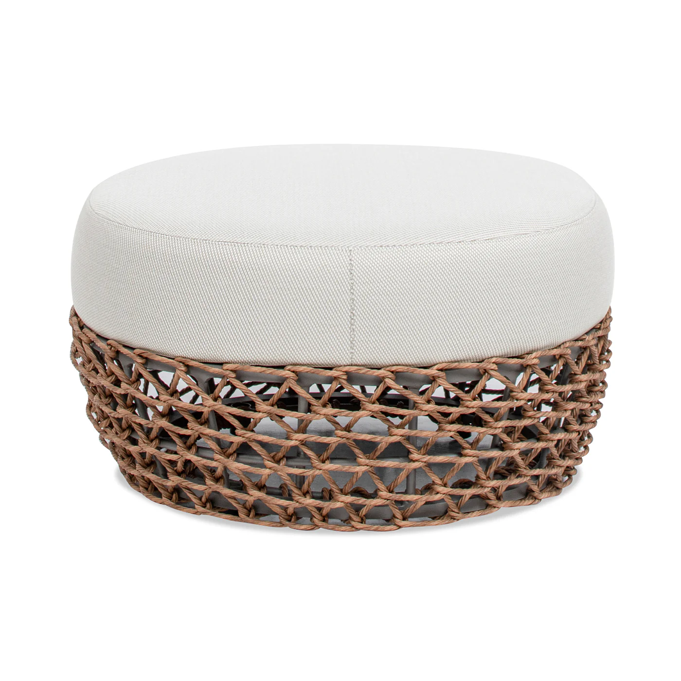 Willow Round Wicker & Upholstered Patio Ottoman - Image 6