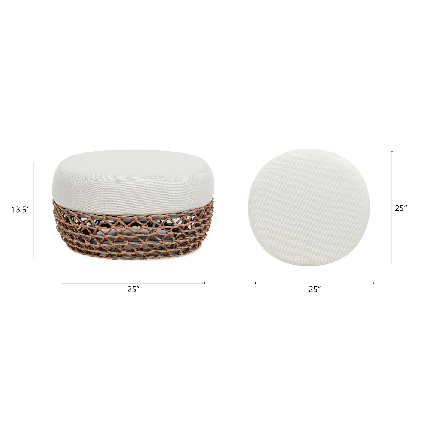 Willow Round Wicker & Upholstered Patio Ottoman - Image 9