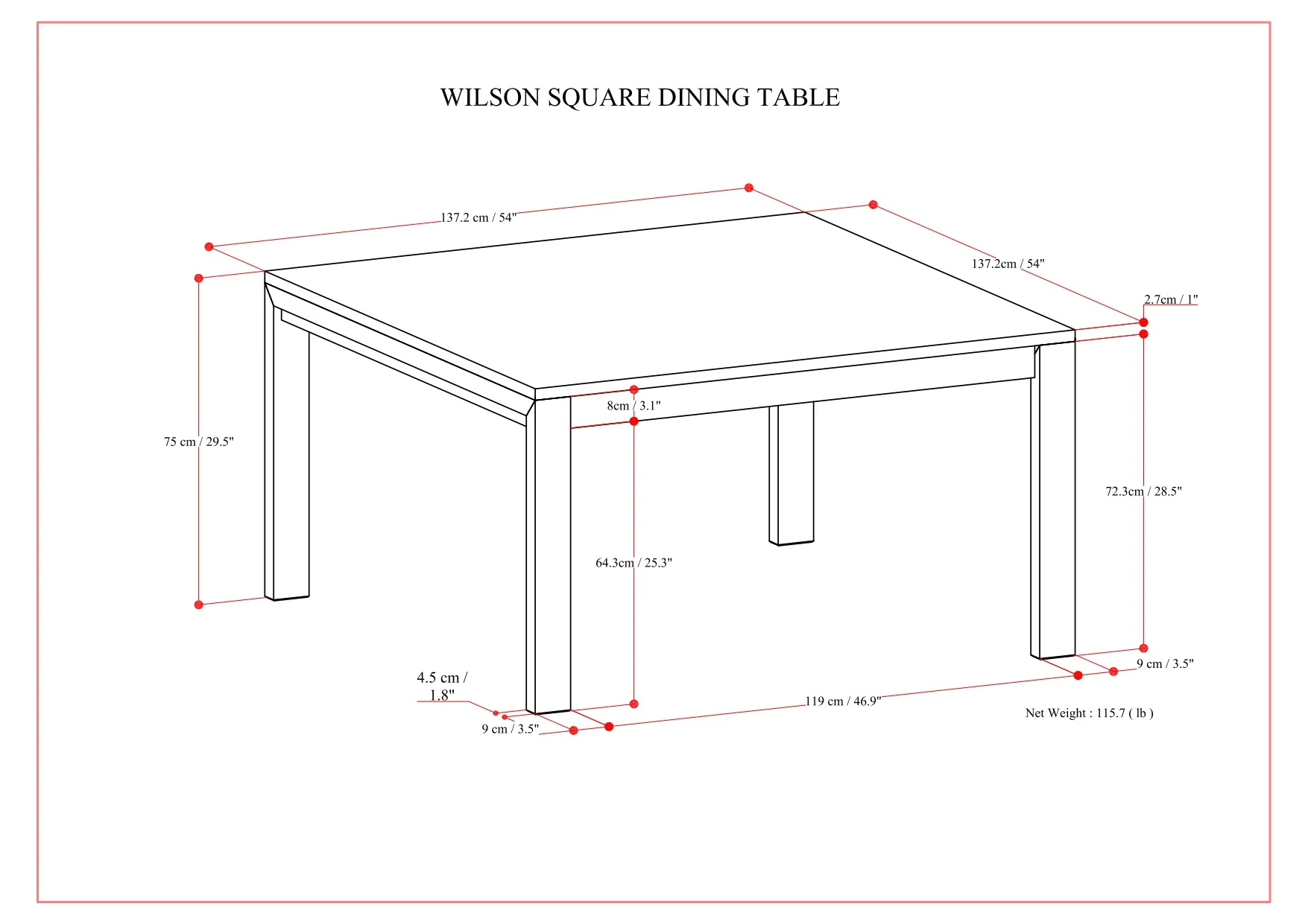 Wilson Square Dining Table - Image 3