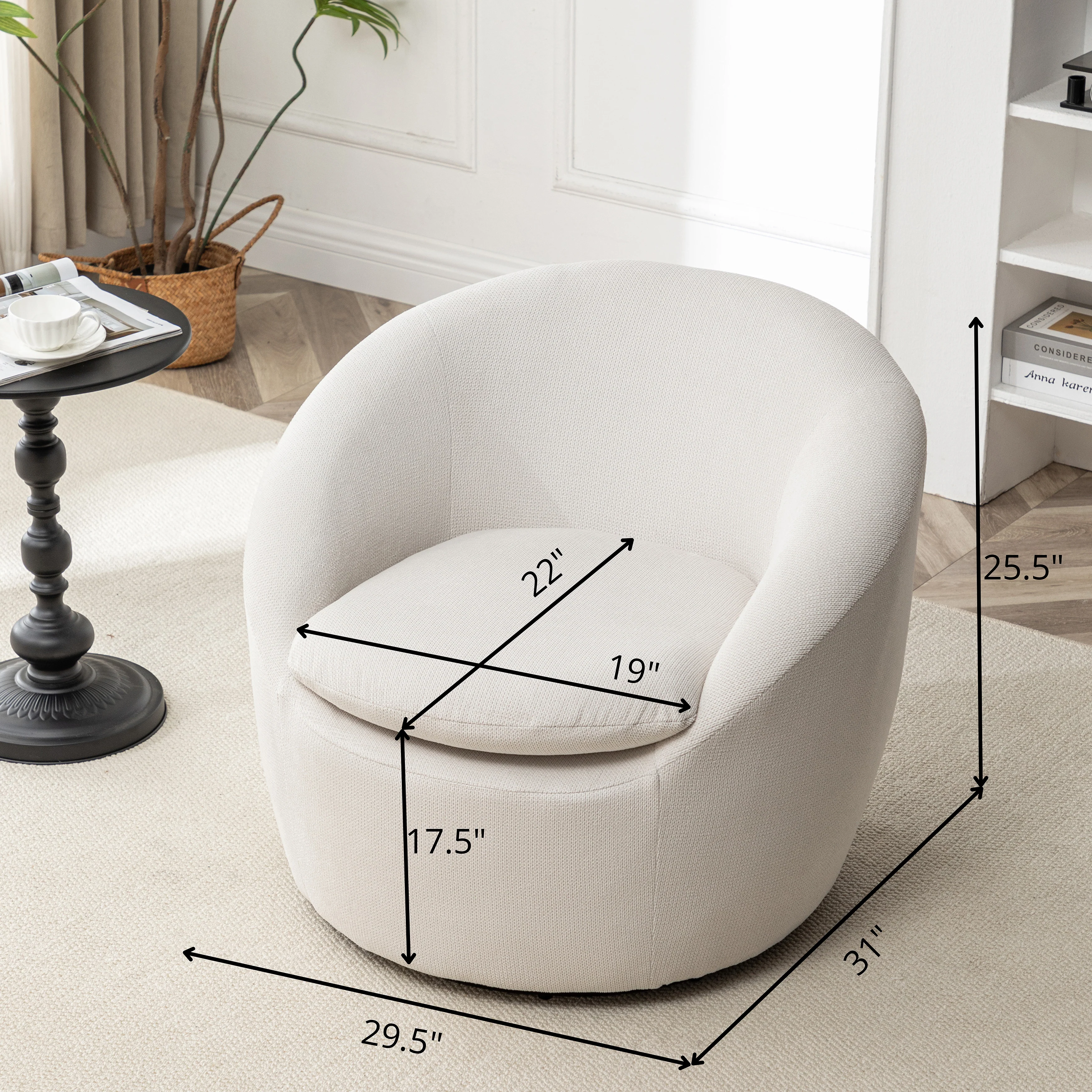 Winnie Modern Teddy Fabric Swivel Barrel Chair - Image 12