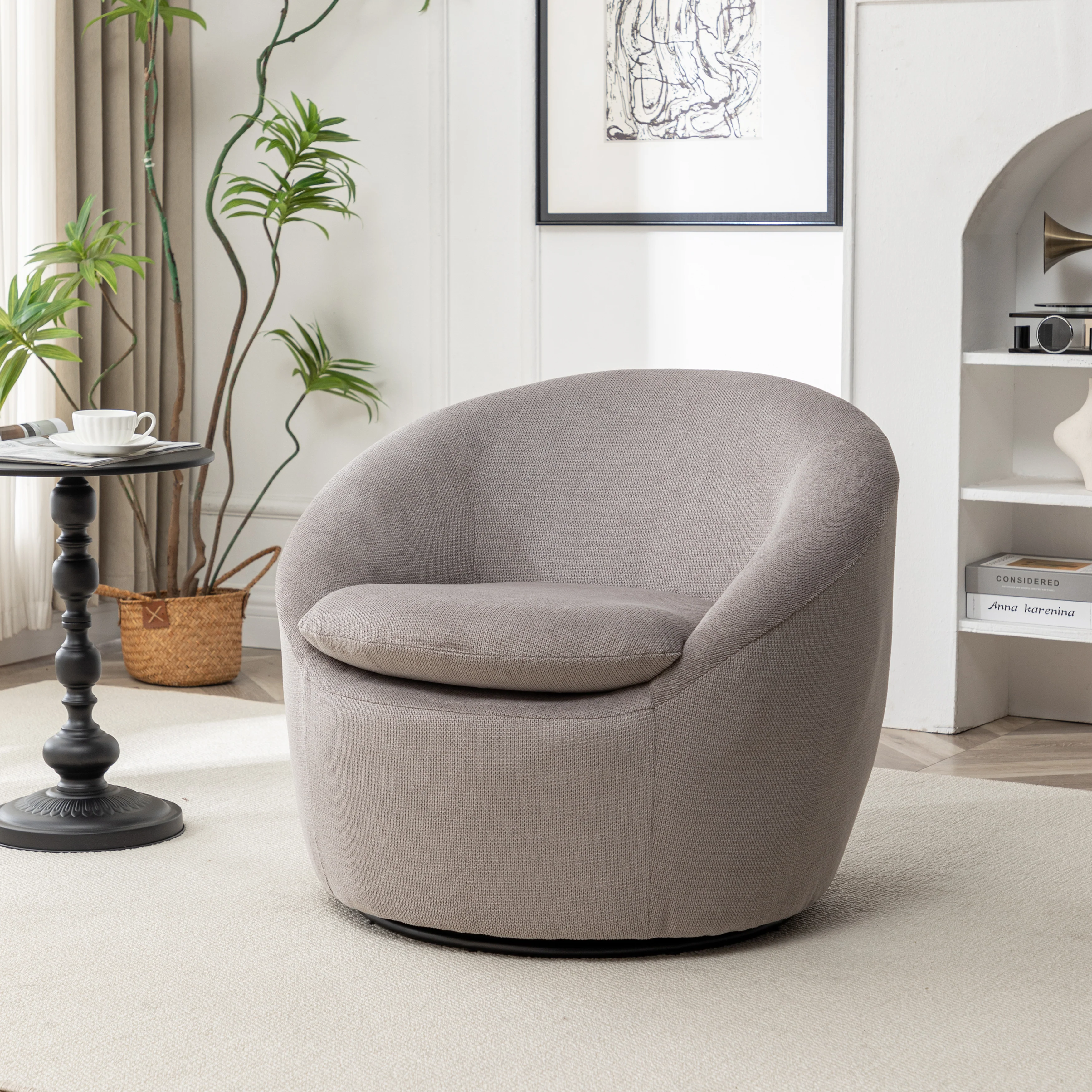 Winnie Modern Teddy Fabric Swivel Barrel Chair - Image 16