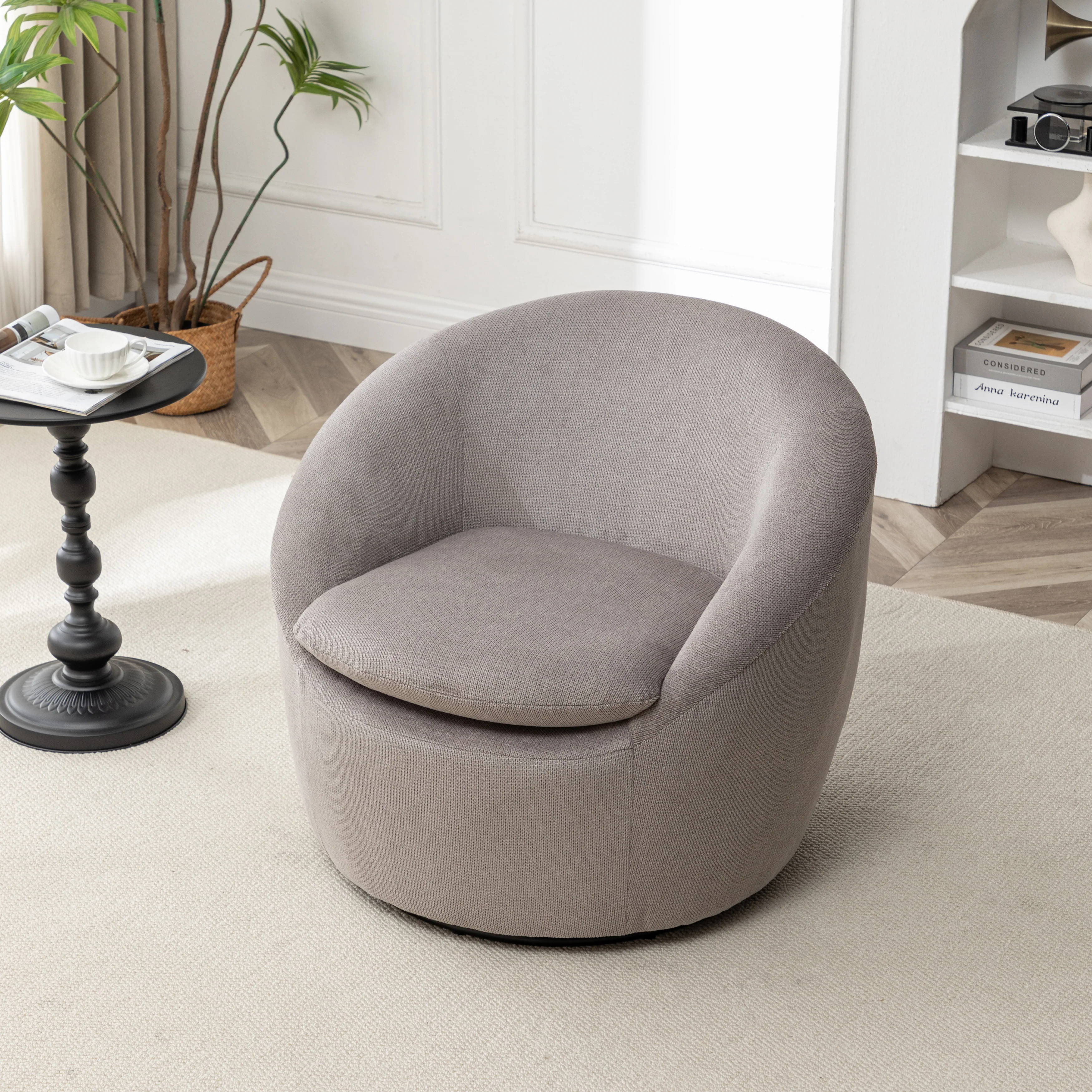 Winnie Modern Teddy Fabric Swivel Barrel Chair - Image 17