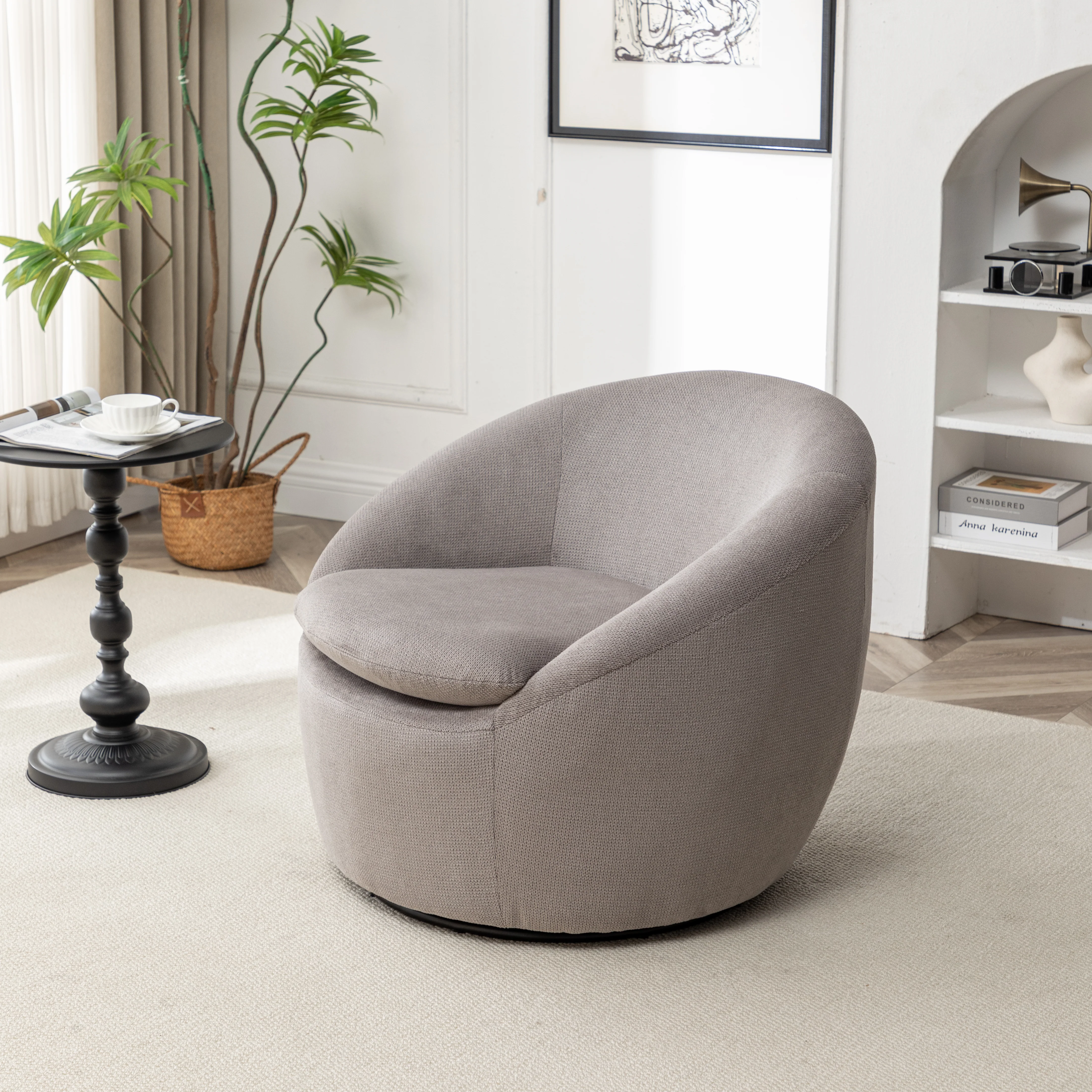 Winnie Modern Teddy Fabric Swivel Barrel Chair - Image 18