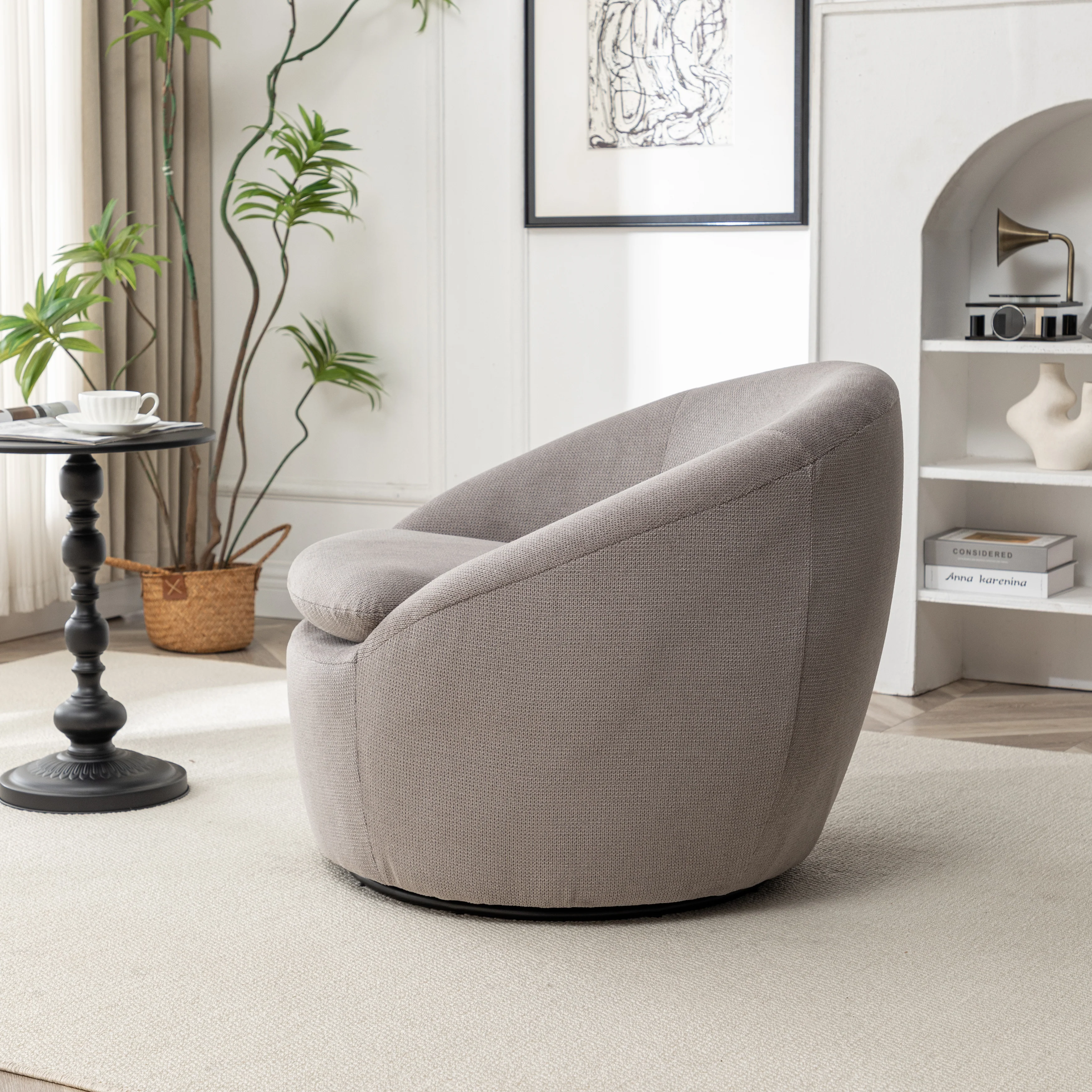 Winnie Modern Teddy Fabric Swivel Barrel Chair - Image 19