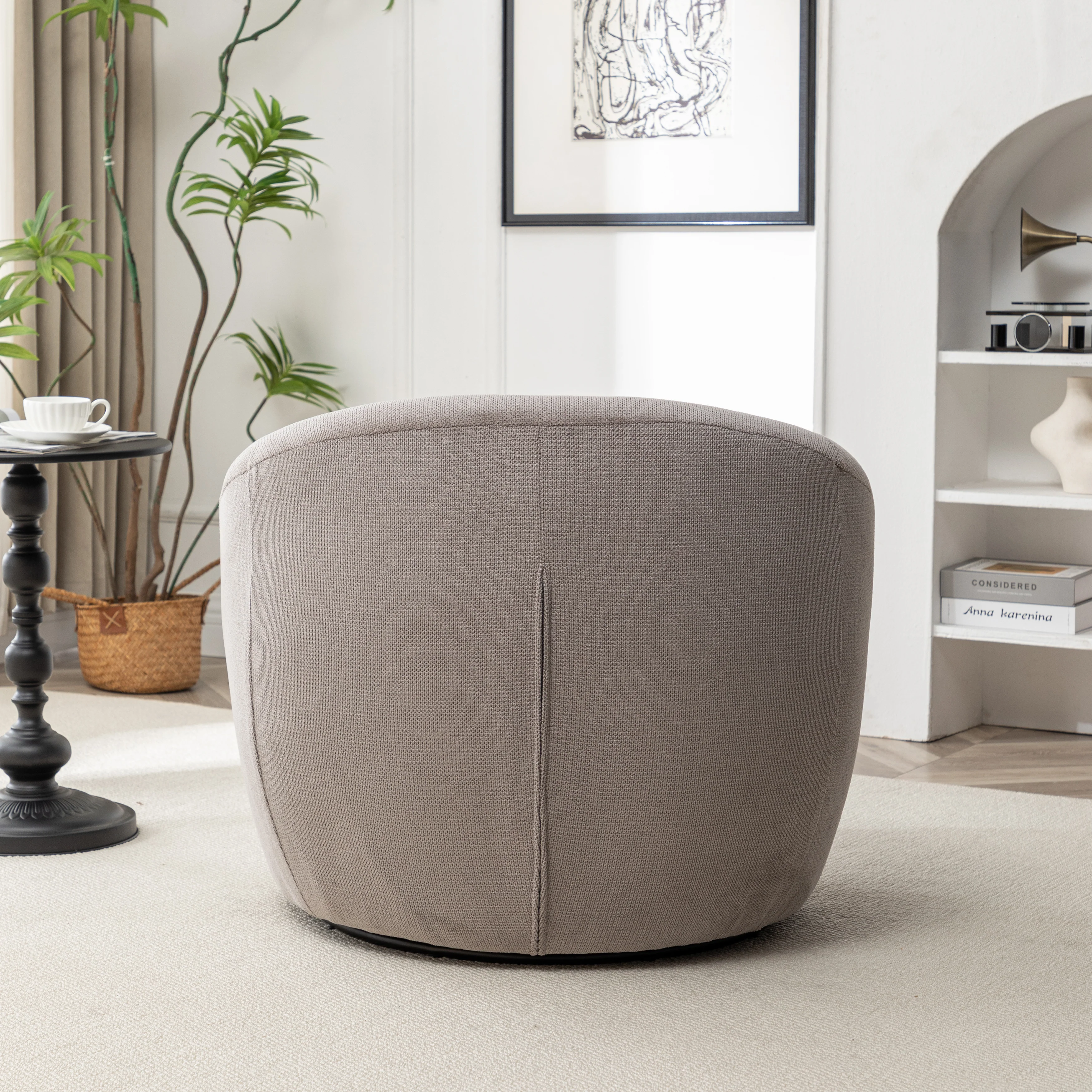Winnie Modern Teddy Fabric Swivel Barrel Chair - Image 20