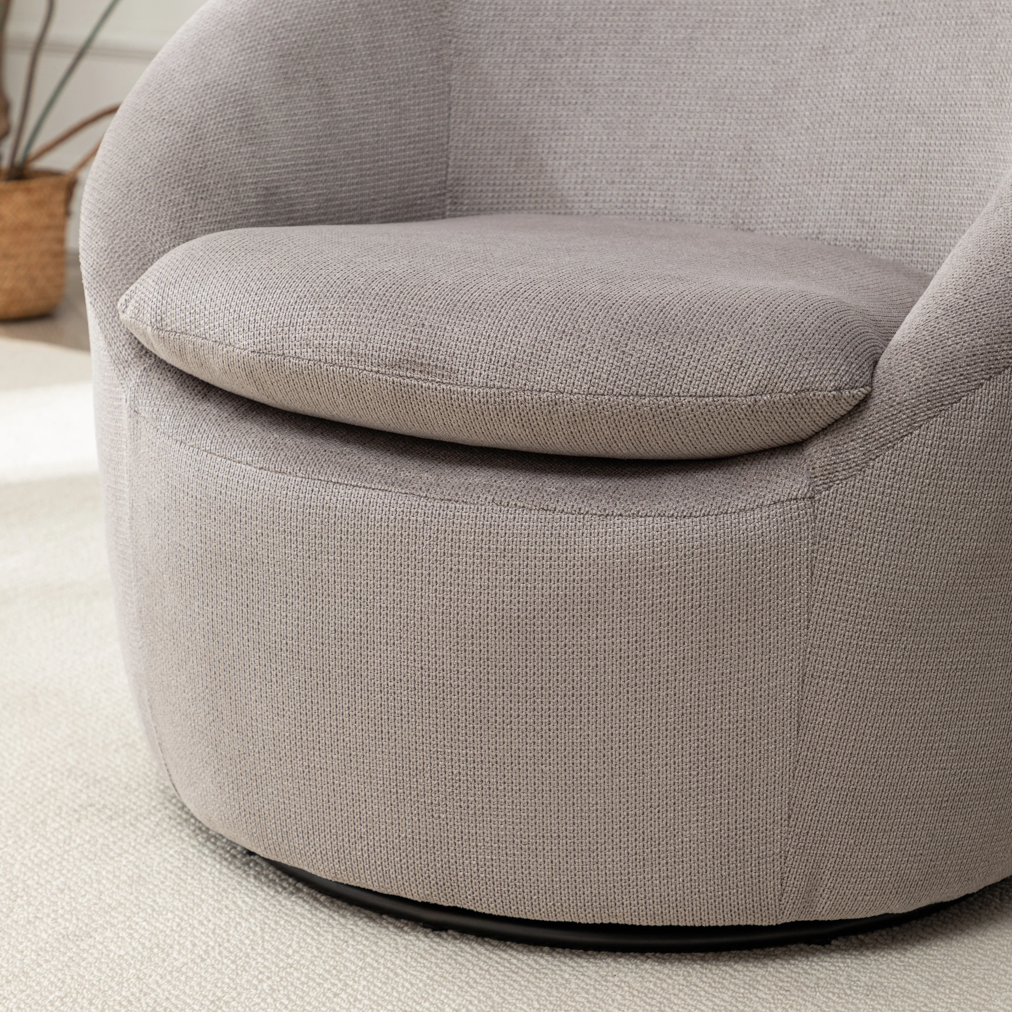 Winnie Modern Teddy Fabric Swivel Barrel Chair - Image 21