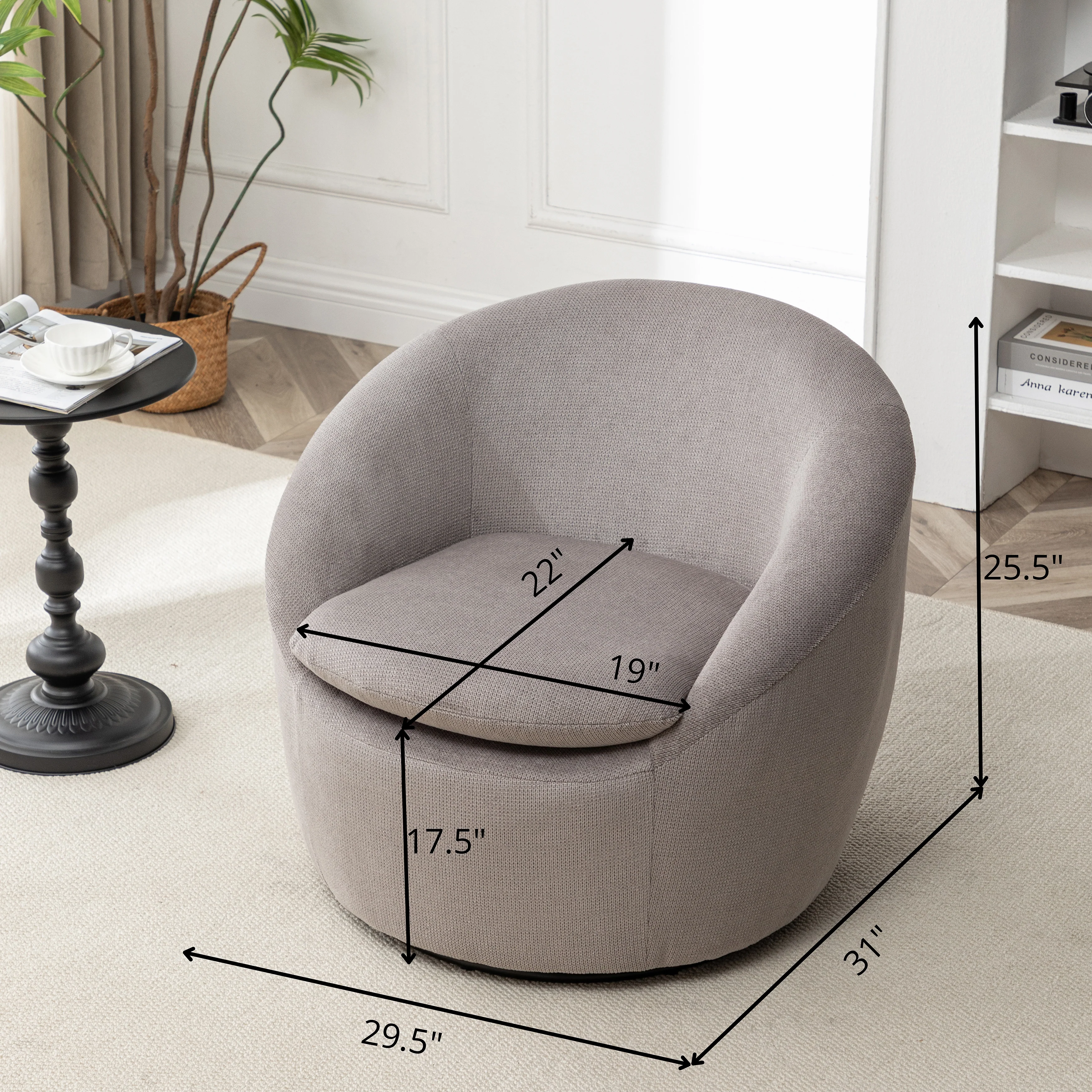 Winnie Modern Teddy Fabric Swivel Barrel Chair - Image 24