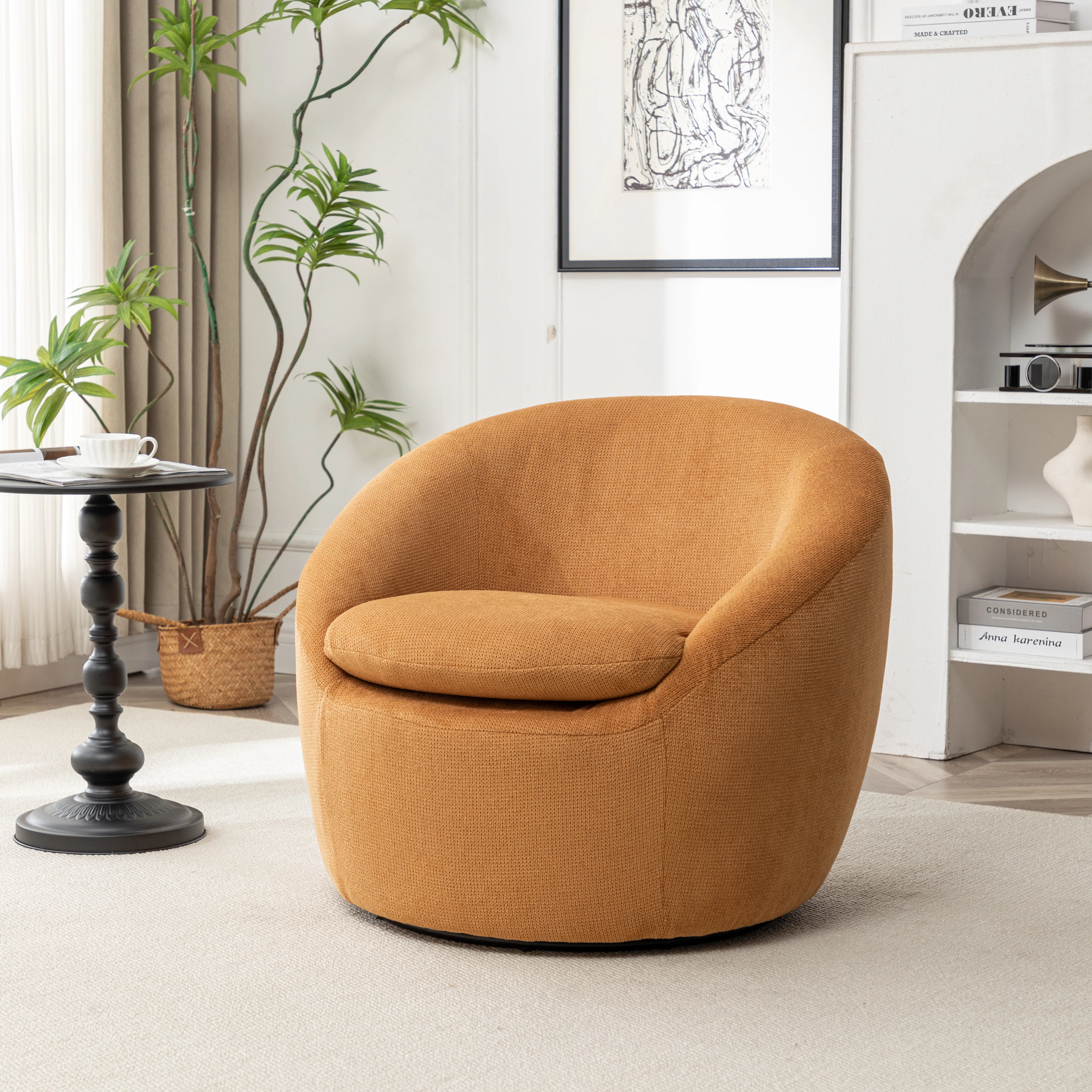 Winnie Modern Teddy Fabric Swivel Barrel Chair - Image 25