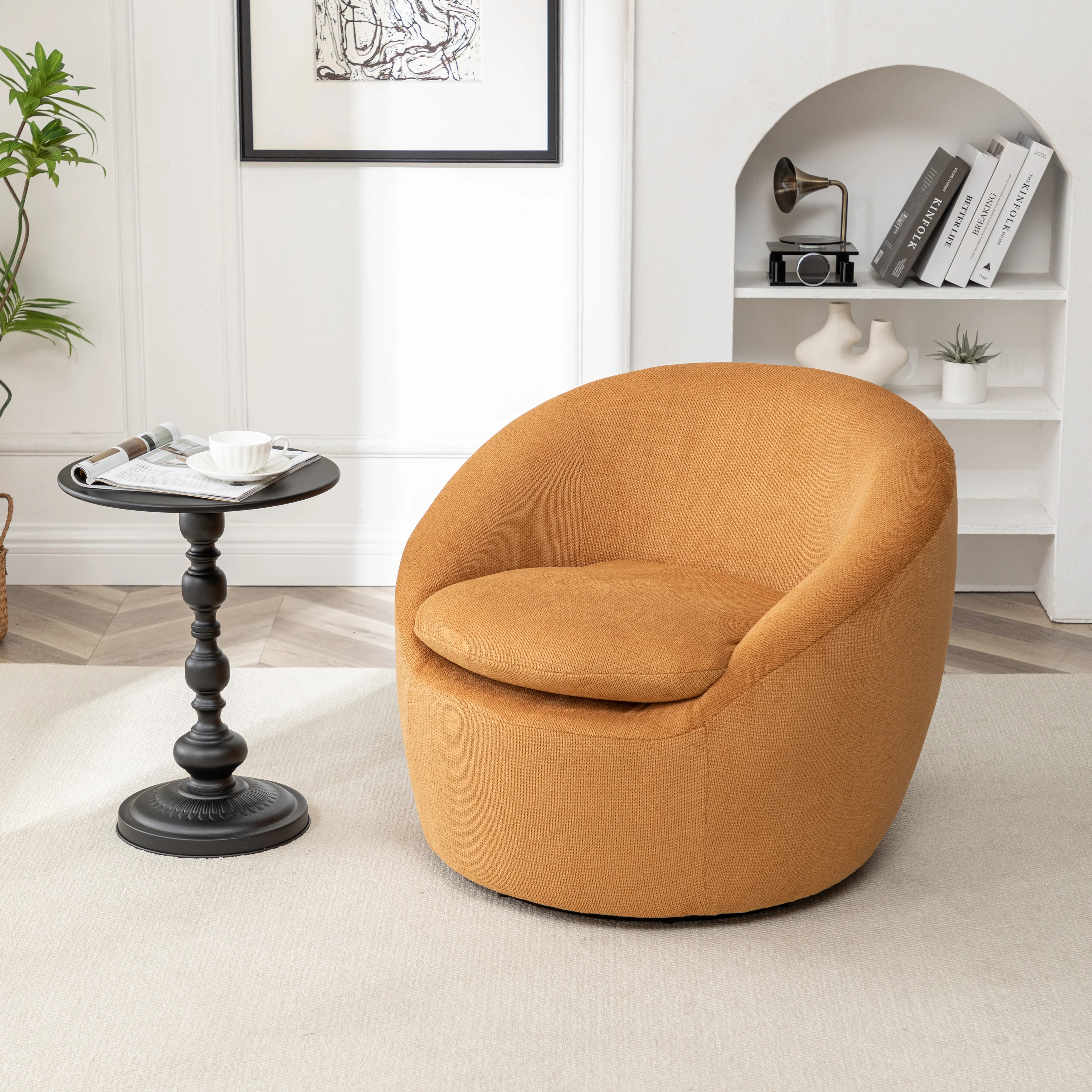 Winnie Modern Teddy Fabric Swivel Barrel Chair - Image 27