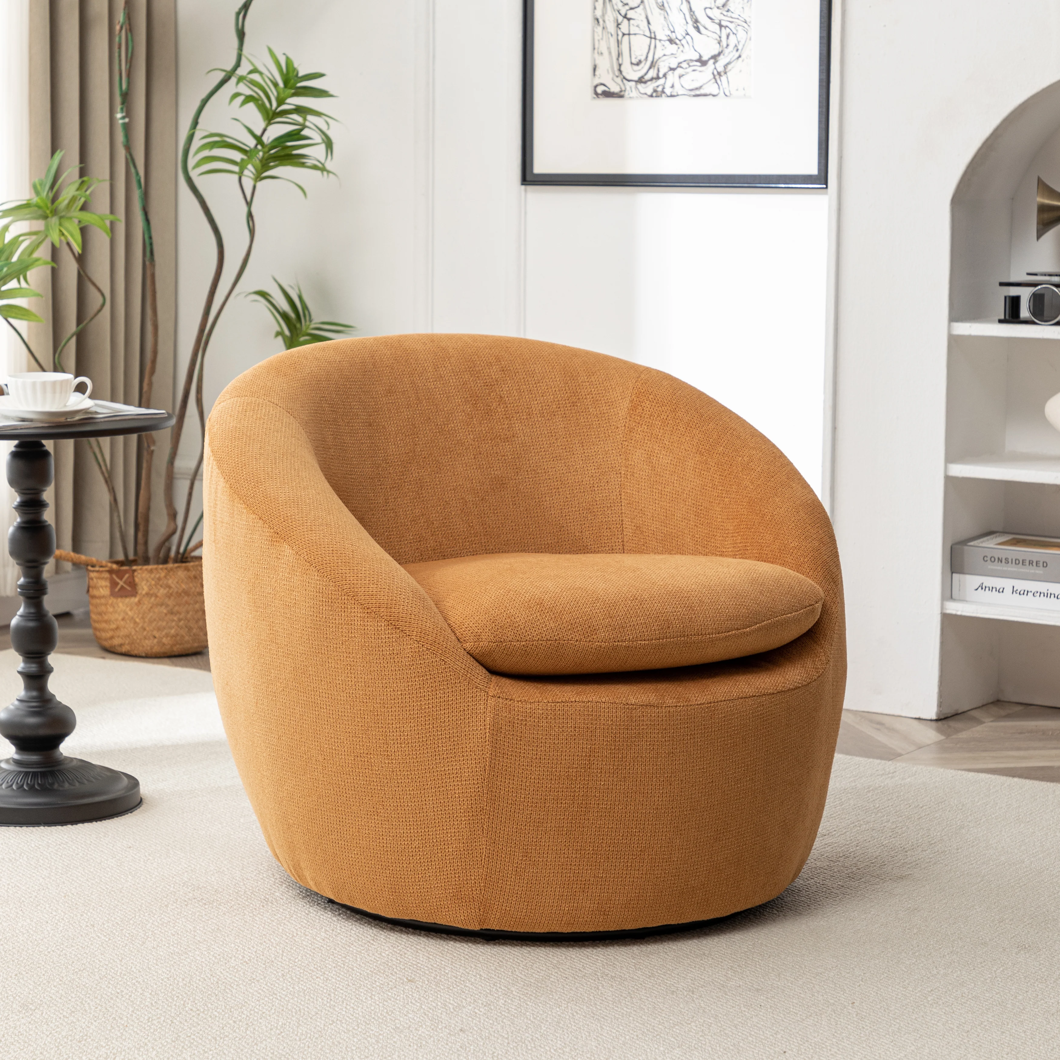 Winnie Modern Teddy Fabric Swivel Barrel Chair - Image 29