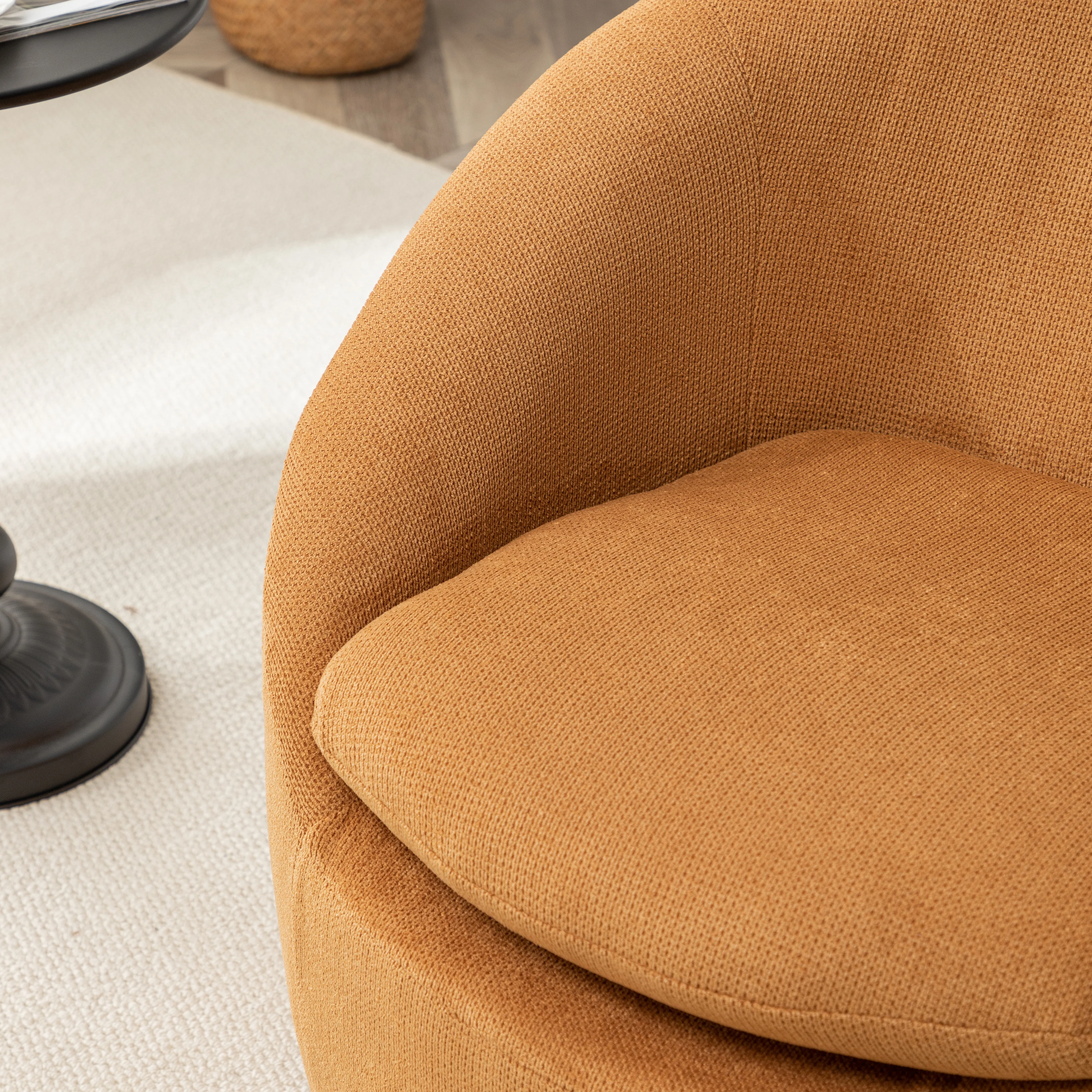 Winnie Modern Teddy Fabric Swivel Barrel Chair - Image 33