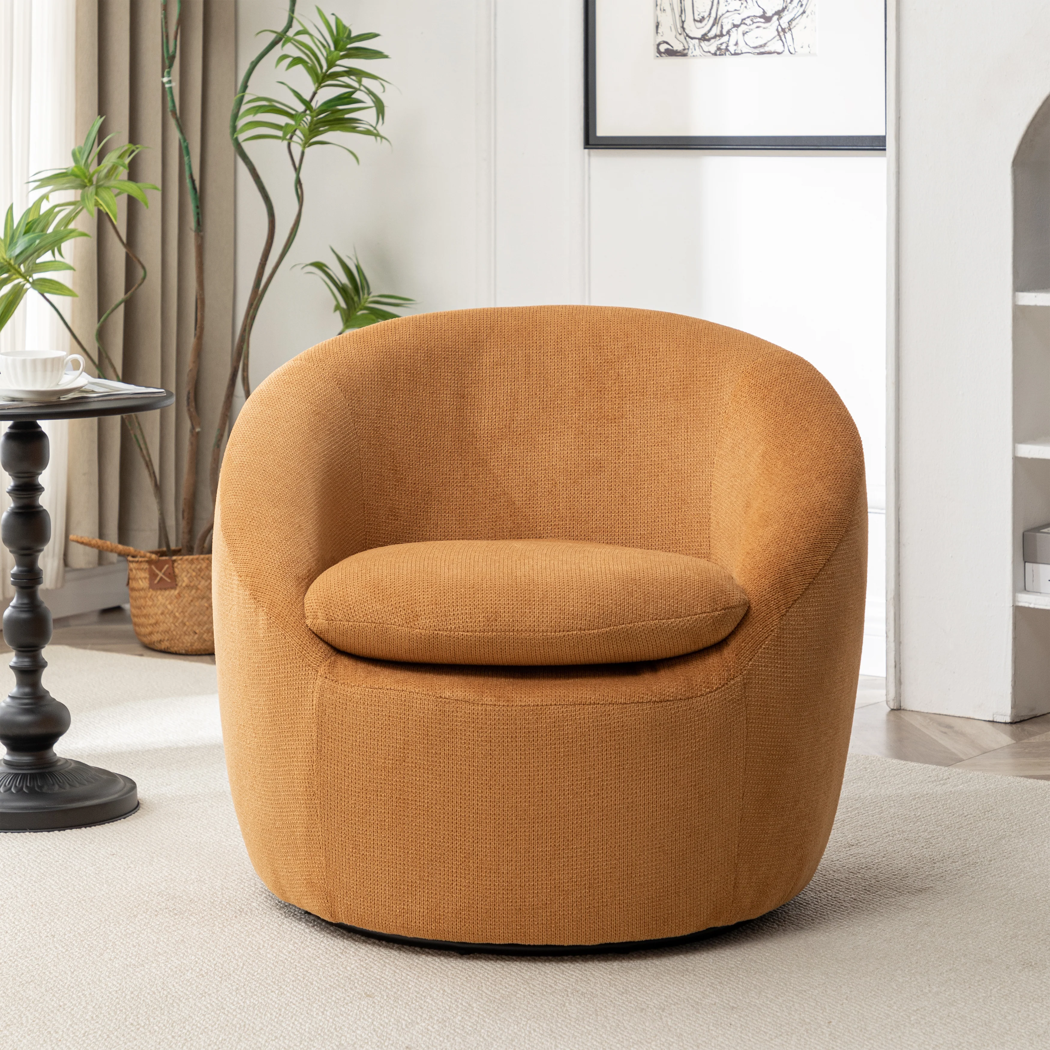Winnie Modern Teddy Fabric Swivel Barrel Chair - Image 34