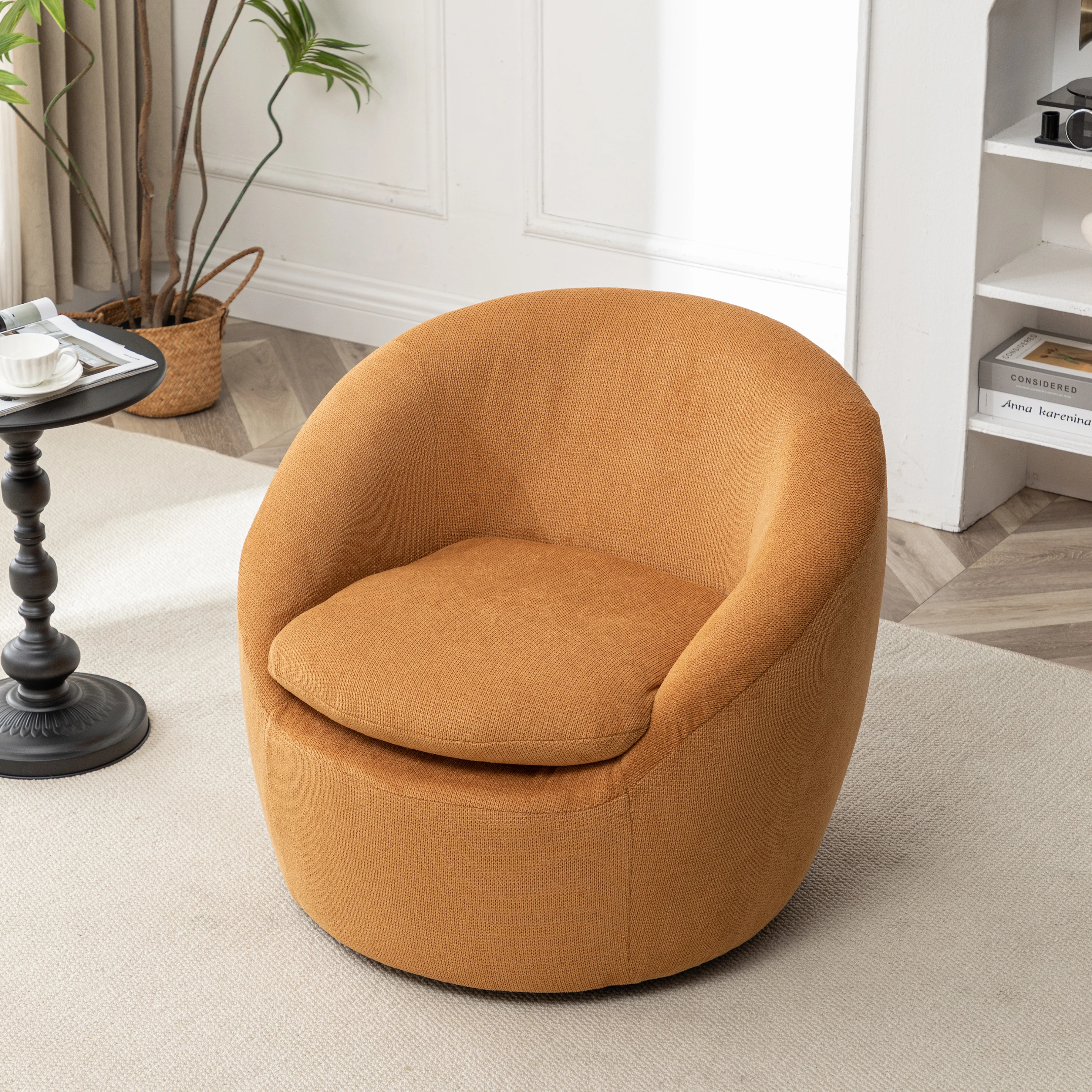 Winnie Modern Teddy Fabric Swivel Barrel Chair - Image 35