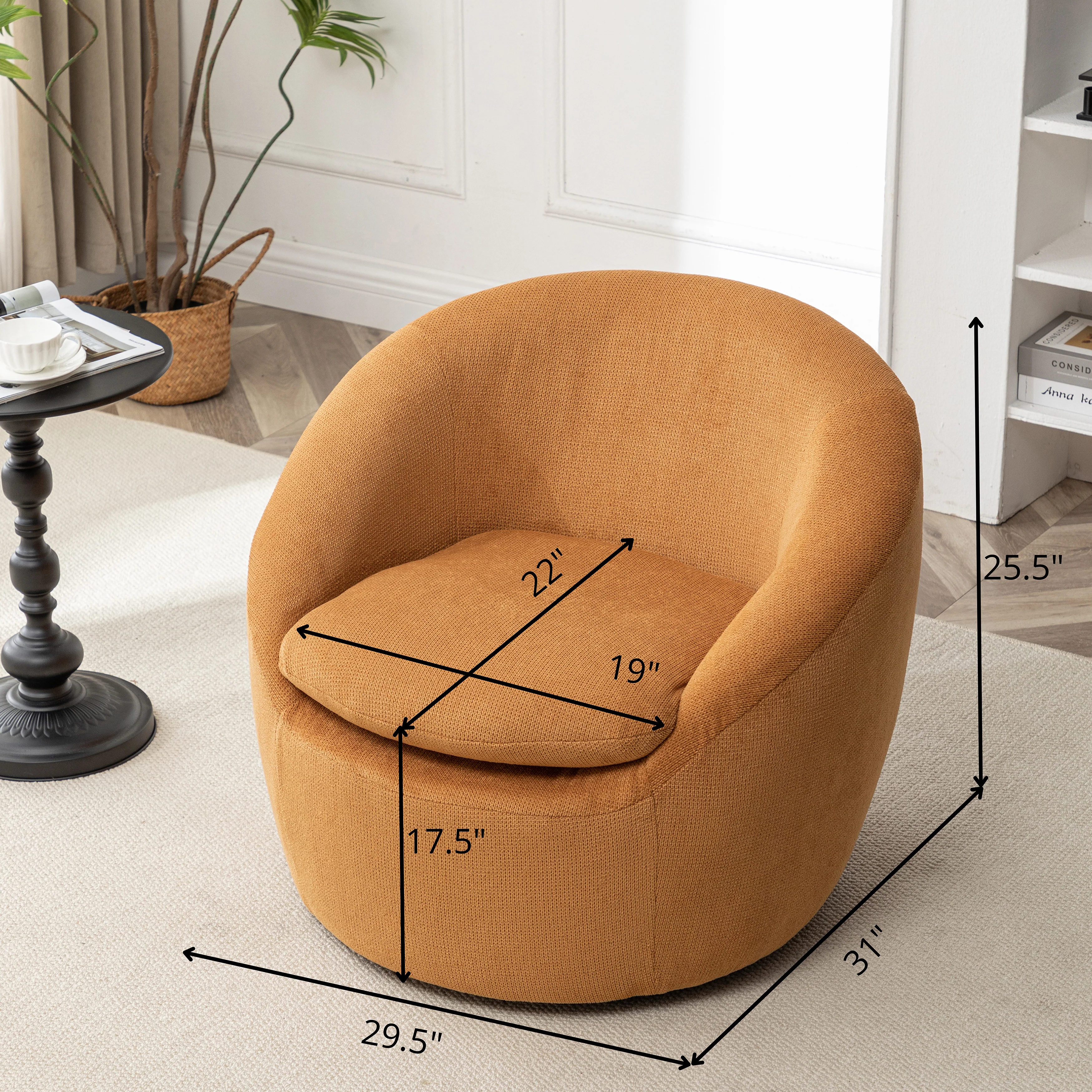 Winnie Modern Teddy Fabric Swivel Barrel Chair - Image 38