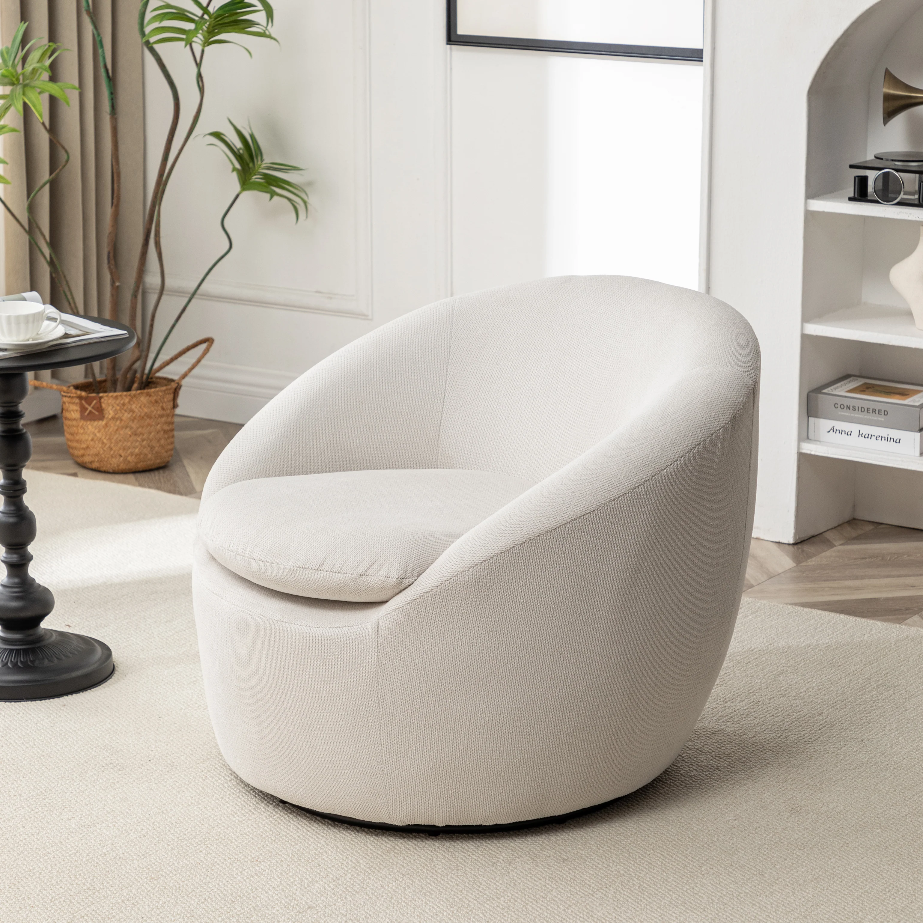 Winnie Modern Teddy Fabric Swivel Barrel Chair - Image 4