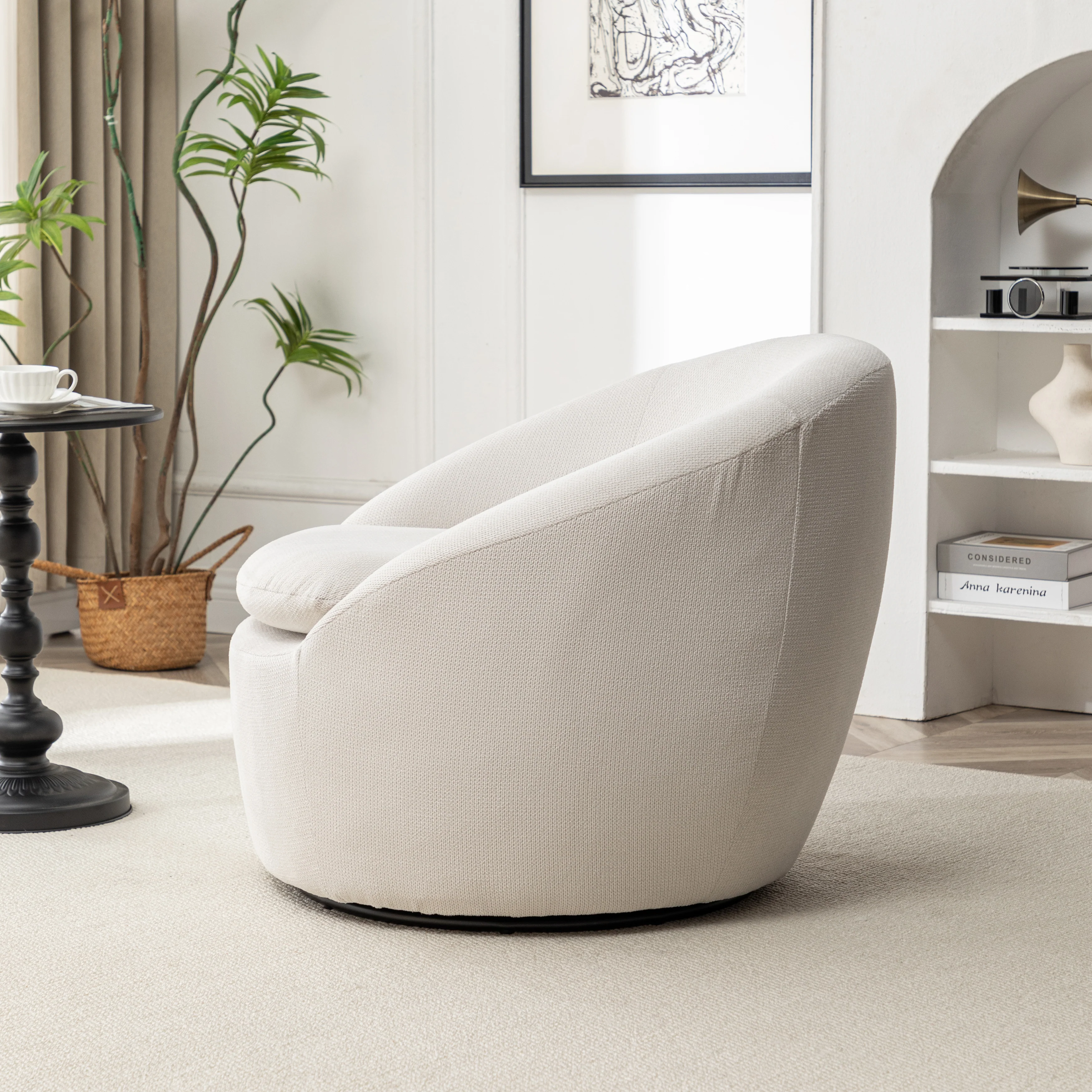 Winnie Modern Teddy Fabric Swivel Barrel Chair - Image 5