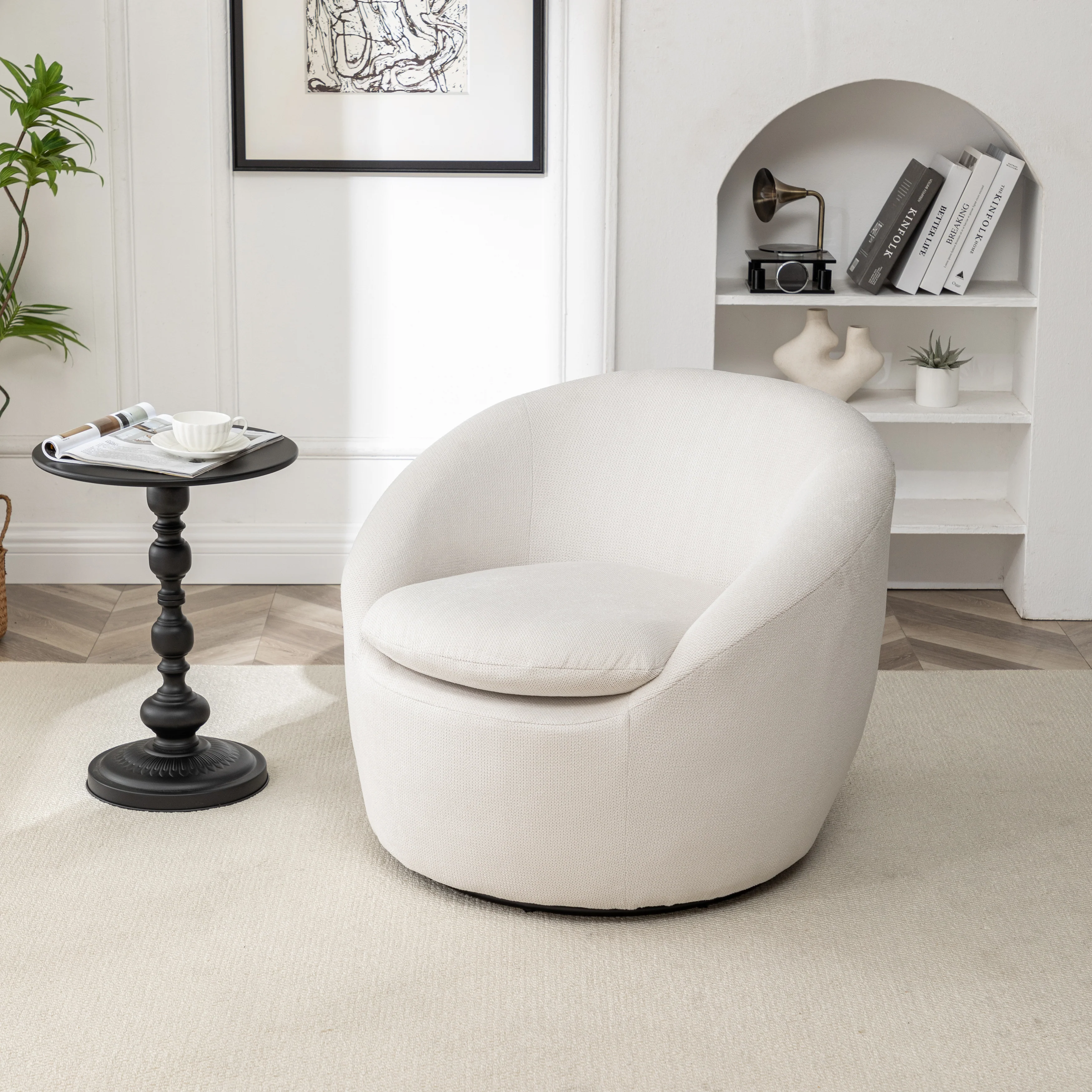 Winnie Modern Teddy Fabric Swivel Barrel Chair - Image 6