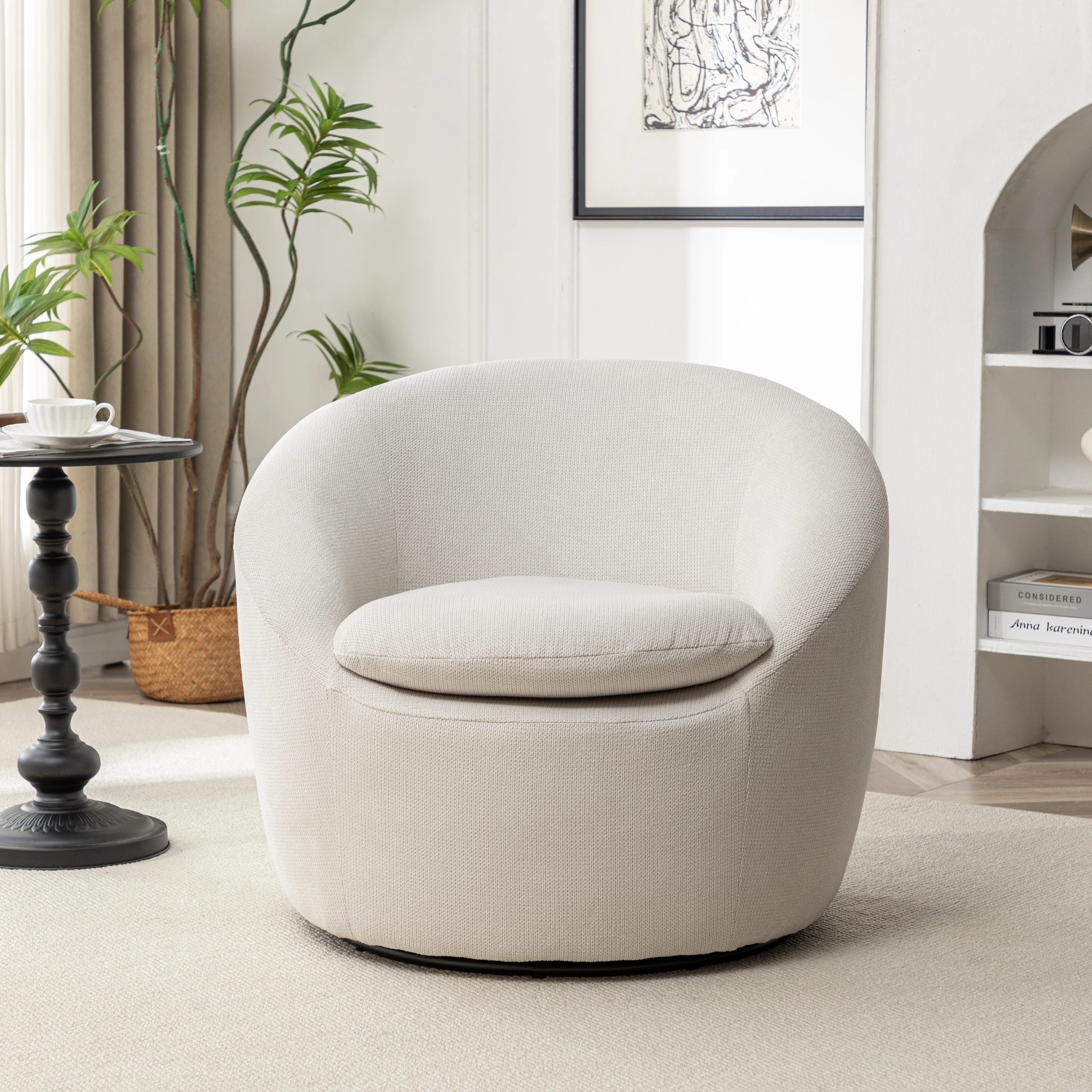 Winnie Modern Teddy Fabric Swivel Barrel Chair - Image 7